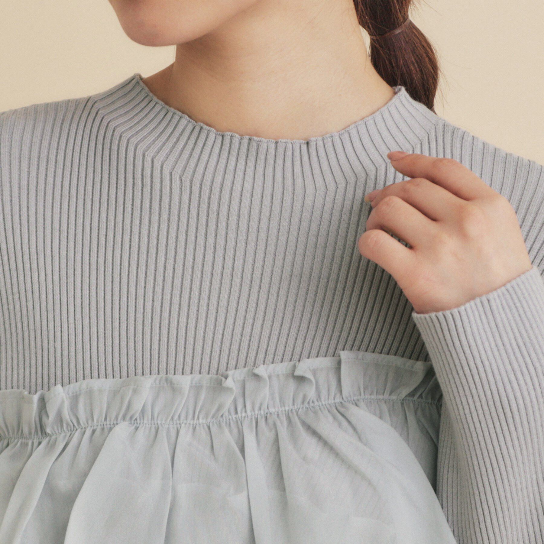 index「フリルギャザードッキングリブニット【洗濯機洗い可/抗ピル】」|ニット・セーター|