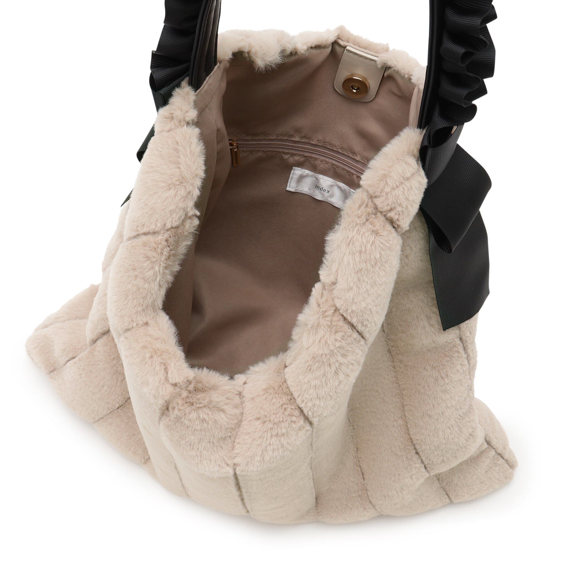 index「【A4収納可能】フリルフェイクファーバッグ」|ショルダー・メッセンジャー|