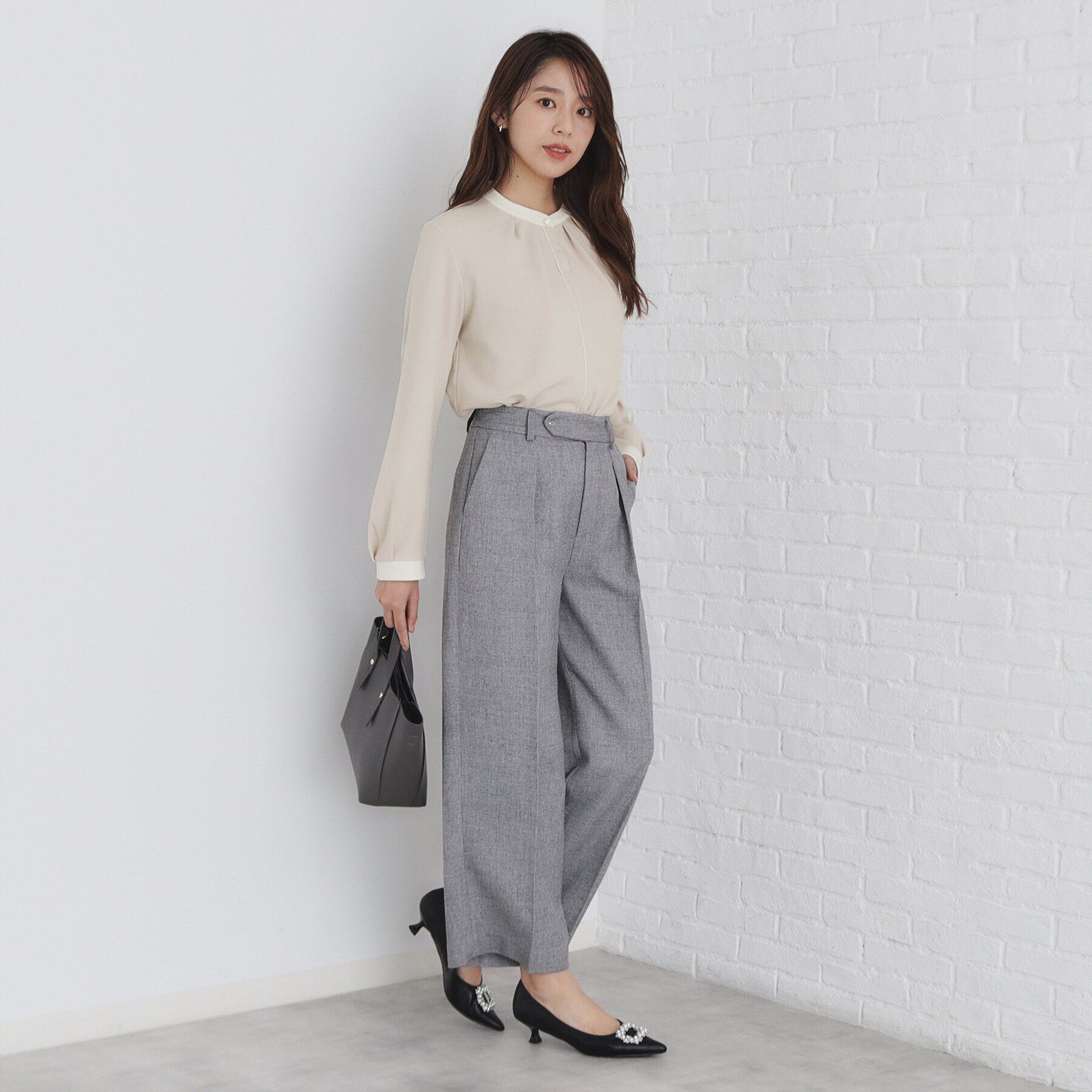 index「バイカラーデザイントップス【洗濯機洗い可】」|Tシャツ・カットソー|