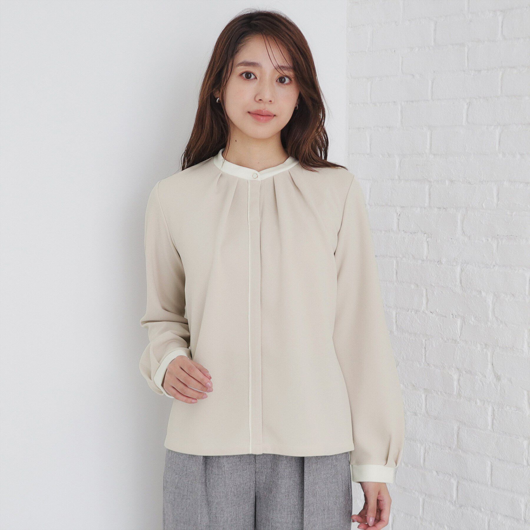 index「バイカラーデザイントップス【洗濯機洗い可】」|Tシャツ・カットソー|