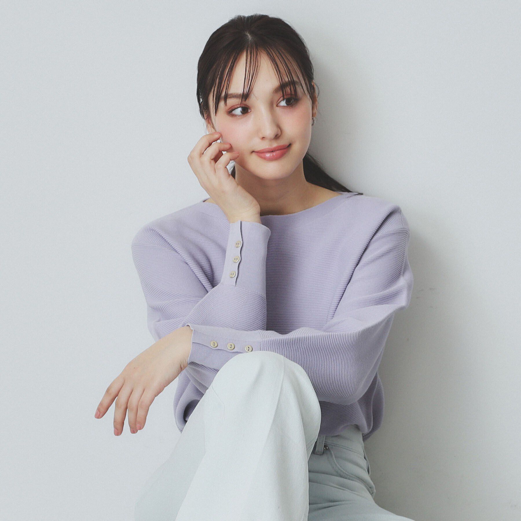 index「《6color》ガーターボートネックニット【UV/洗濯機洗い可】」|ニット・セーター|ラベンダー(880)