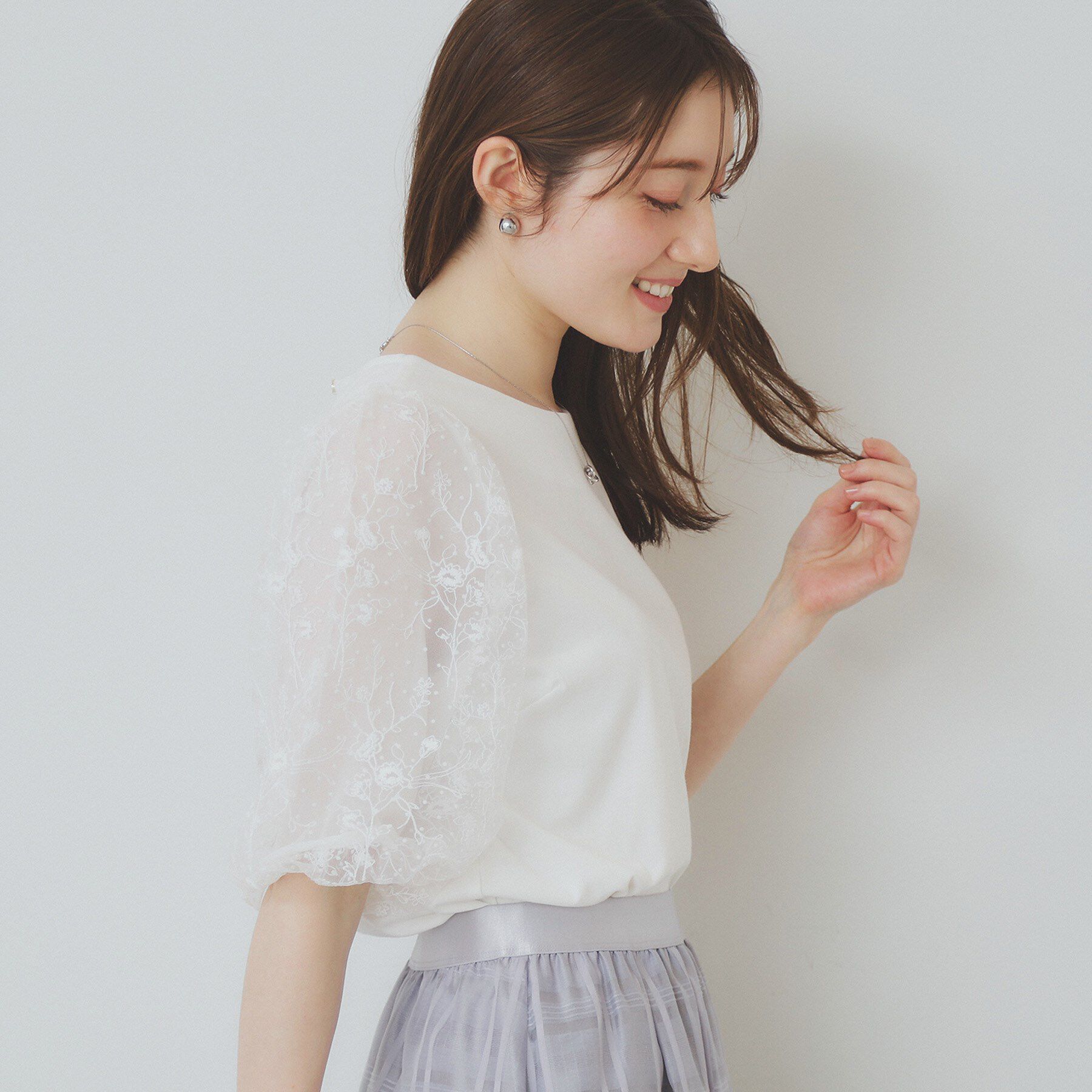 index「シアーバルーンスリーブトップス【洗濯機洗い可/接触冷感】」|Tシャツ・カットソー|