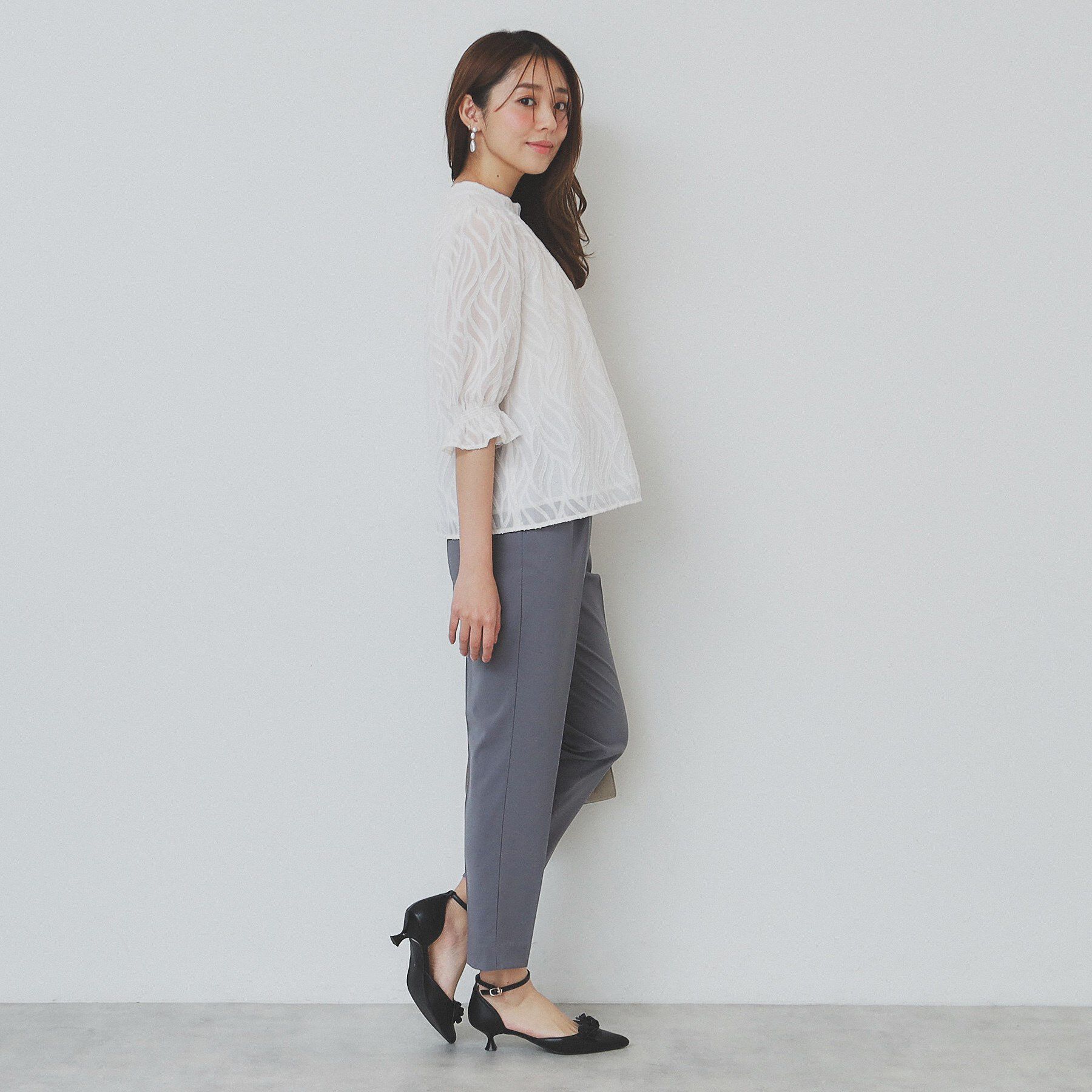 index「リーフカットジャカードブラウス【洗濯機洗い可/イージーアイロン】」|シャツ・ブラウス|