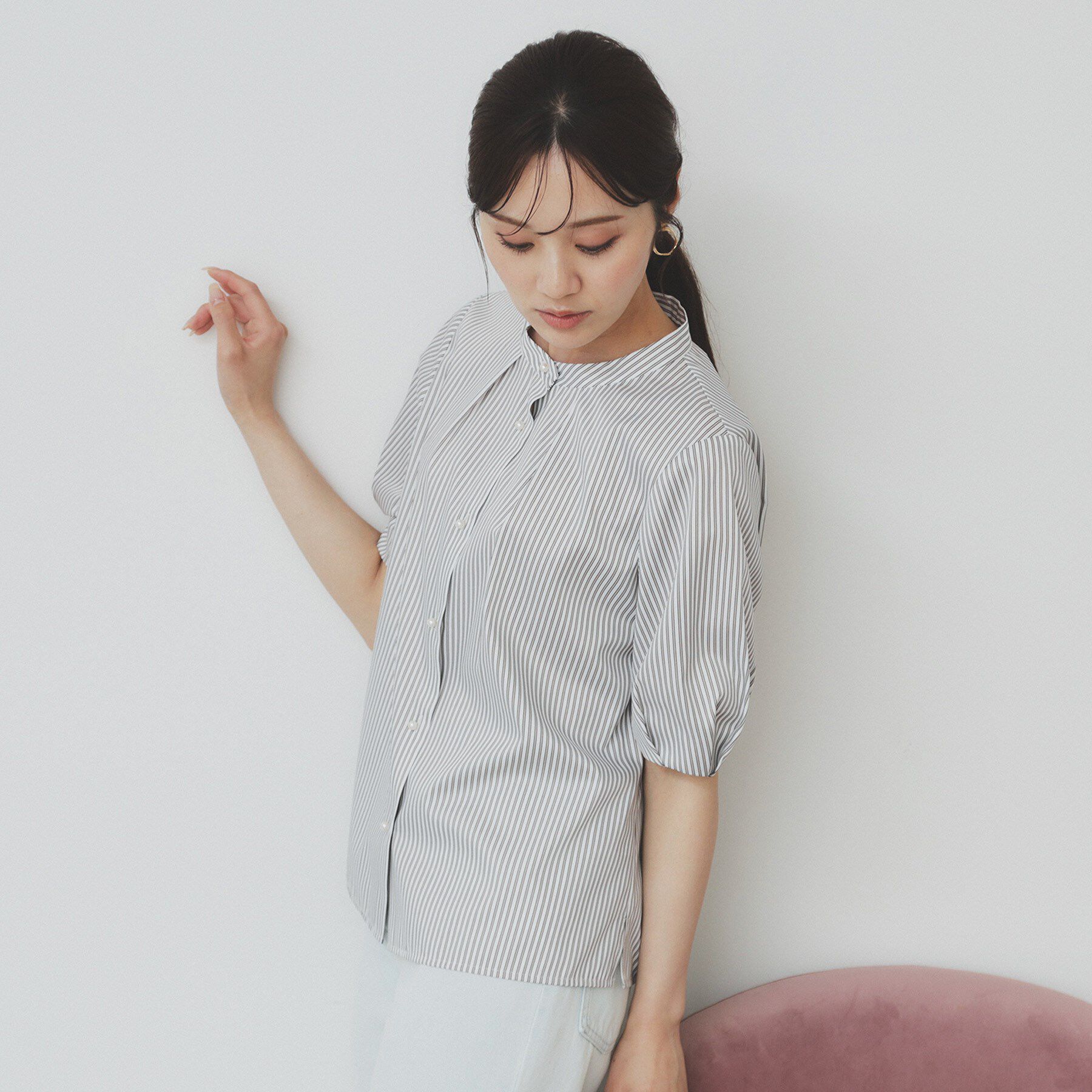 index「バンドカラータックブラウス【洗濯機洗い可/イージーアイロン/防シワ】」|シャツ・ブラウス|