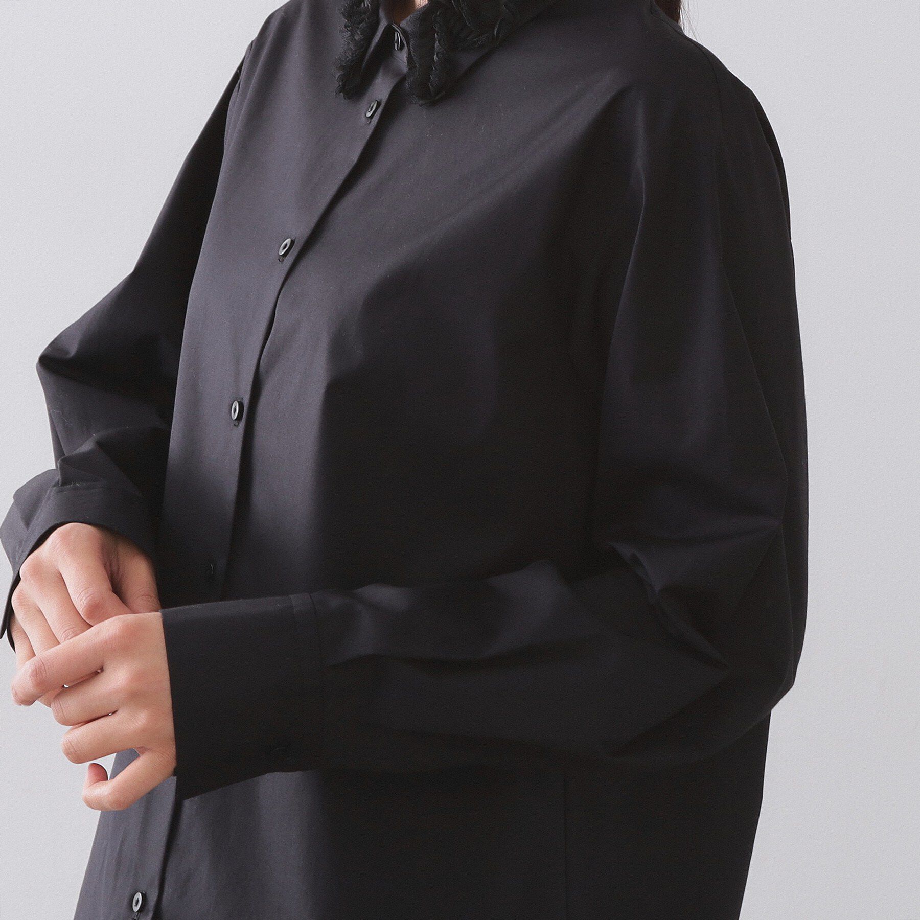 OPAQUE.CLIP「襟チュールシャツ【洗濯機OK】」|シャツ・ブラウス|