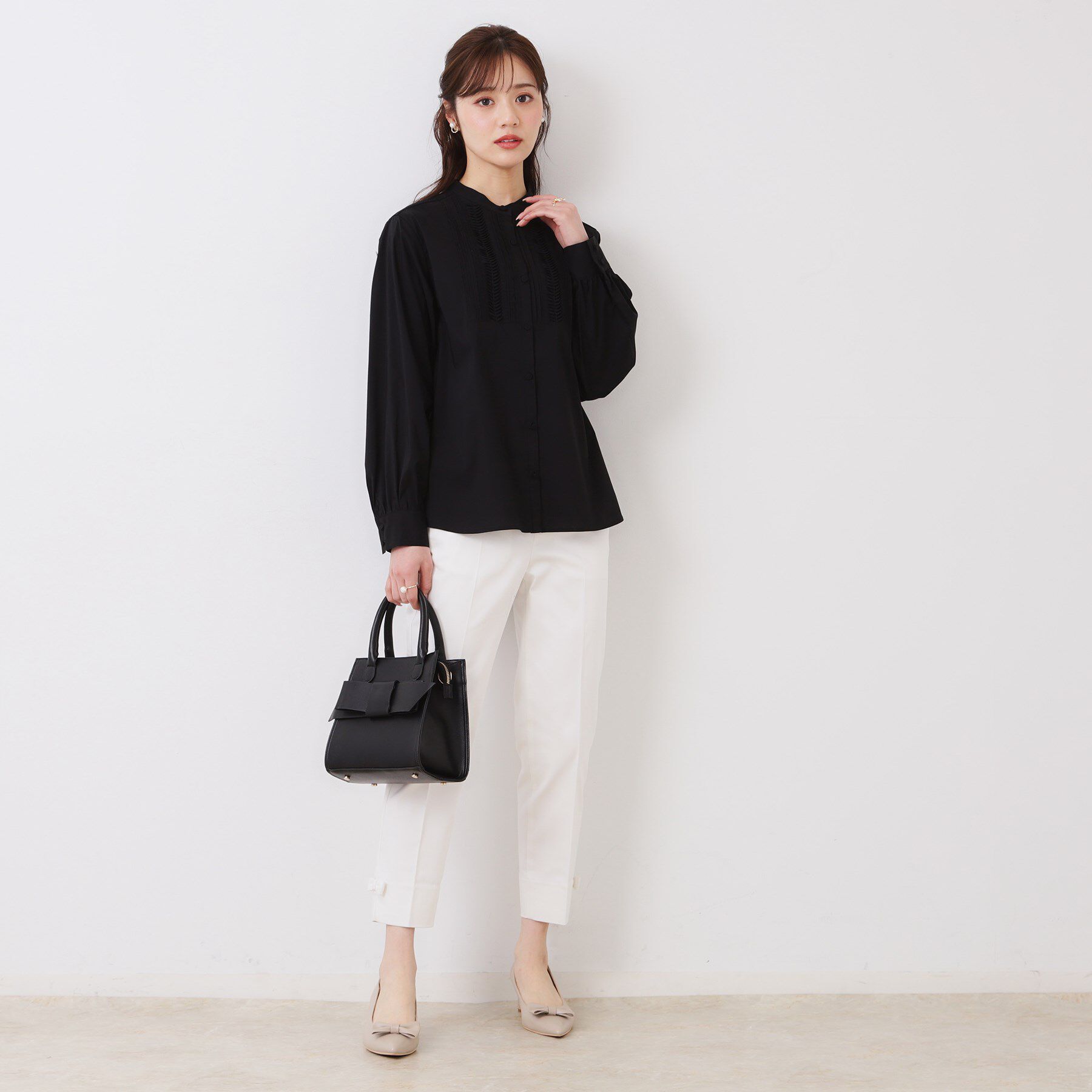 Couture broach「【スッキリ見え・美脚・通勤】リボンポイントサテストパンツ」|その他|