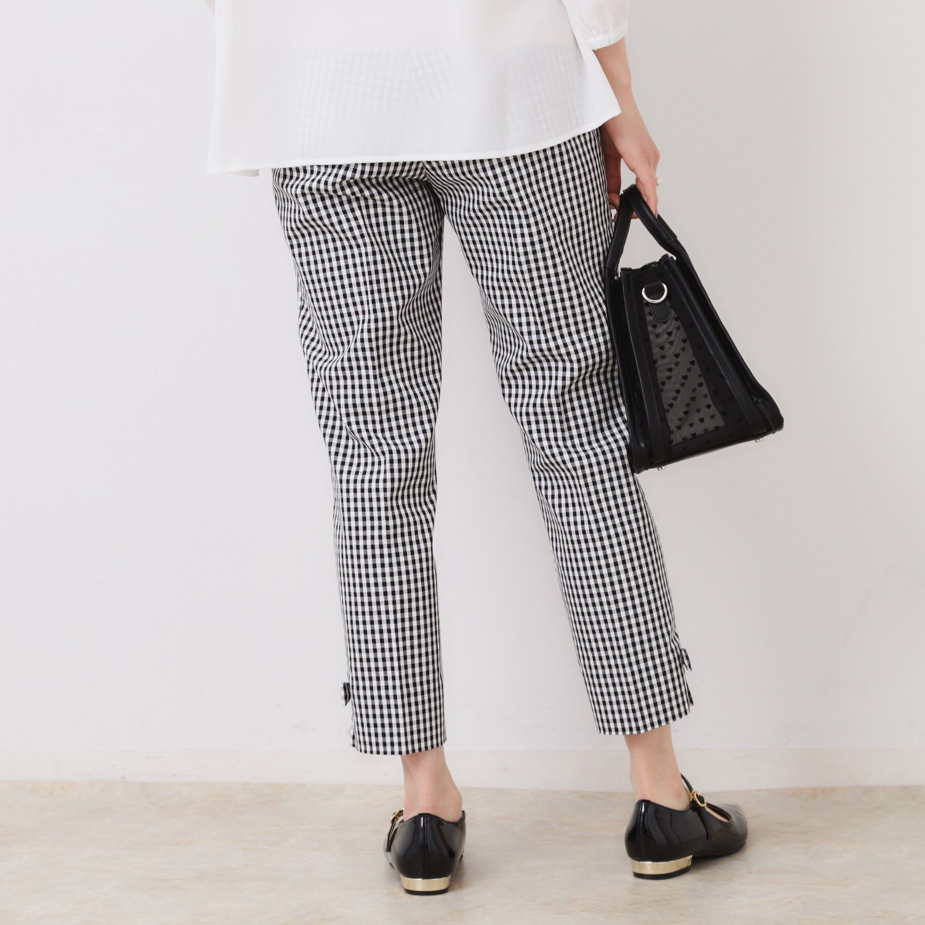 Couture broach「【スッキリ見え・美脚・通勤】リボンポイントサテストパンツ」|その他|