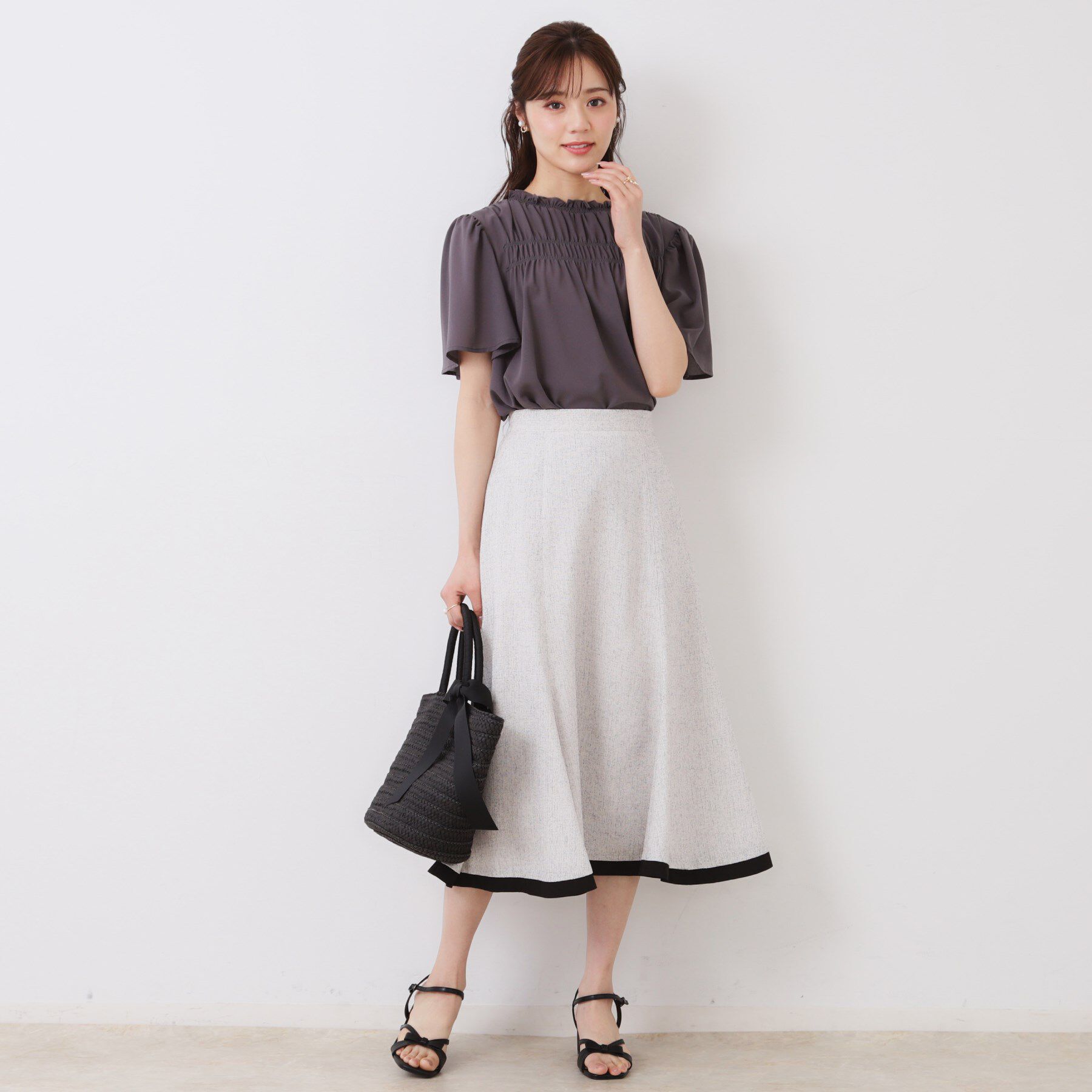 Couture broach「【洗える・きれいめ・通勤】サマーツイード配色フレアスカート」|スカート|