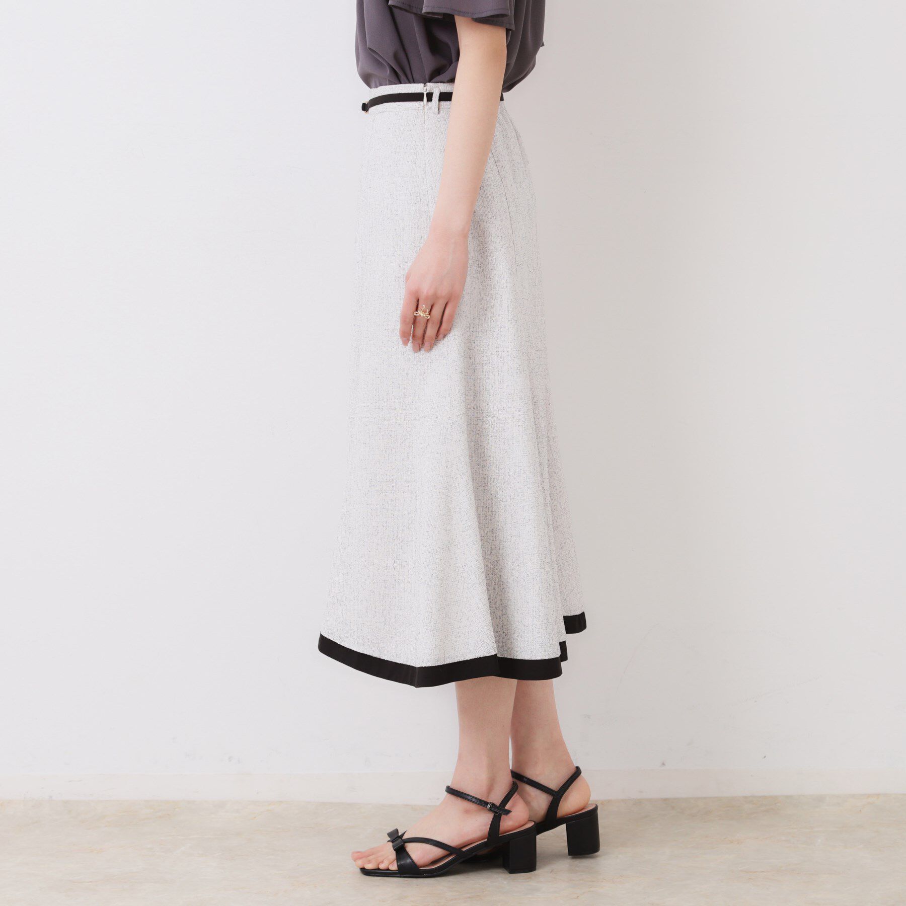 Couture broach「【洗える・きれいめ・通勤】サマーツイード配色フレアスカート」|スカート|