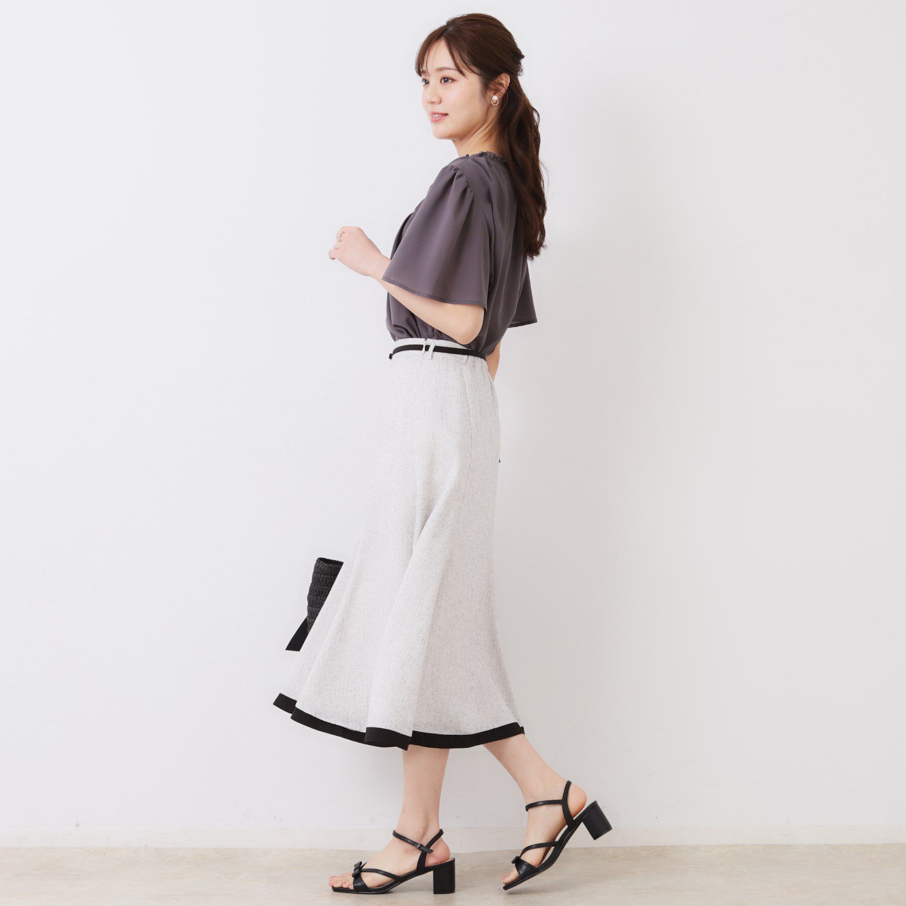 Couture broach「【洗える・きれいめ・通勤】サマーツイード配色フレアスカート」|スカート|