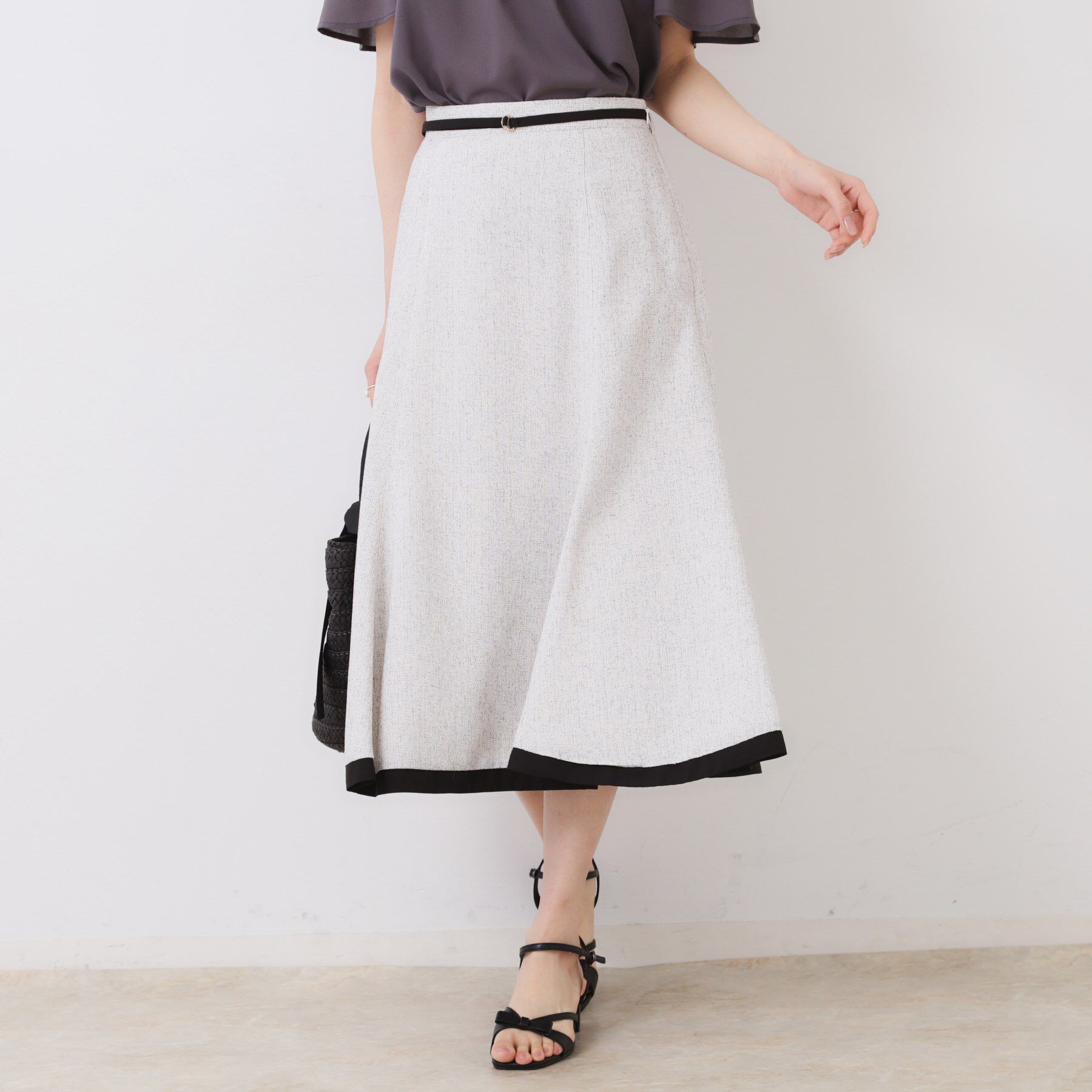 Couture broach「【洗える・きれいめ・通勤】サマーツイード配色フレアスカート」|スカート|