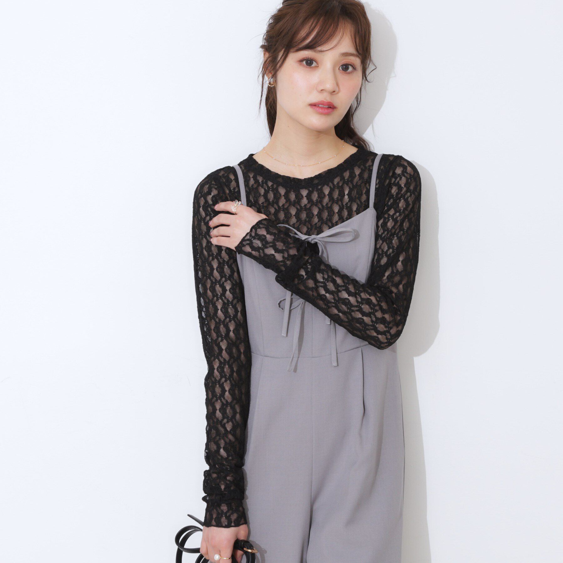 Couture broach「レースクルーネックプルオーバー」|Tシャツ・カットソー|ブラック(019)