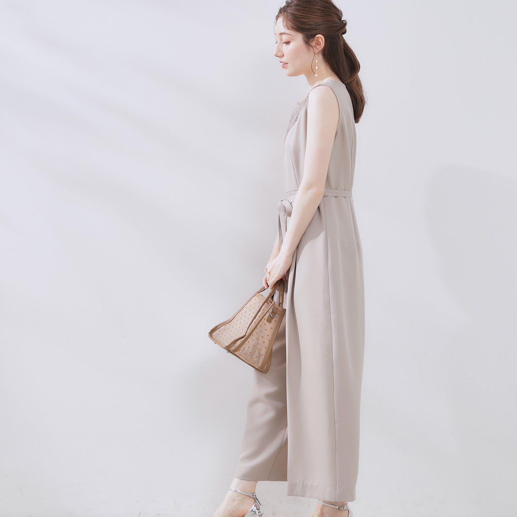 Couture broach「【一枚で着映える】レース切替デザインオールインワン」|オールインワン|