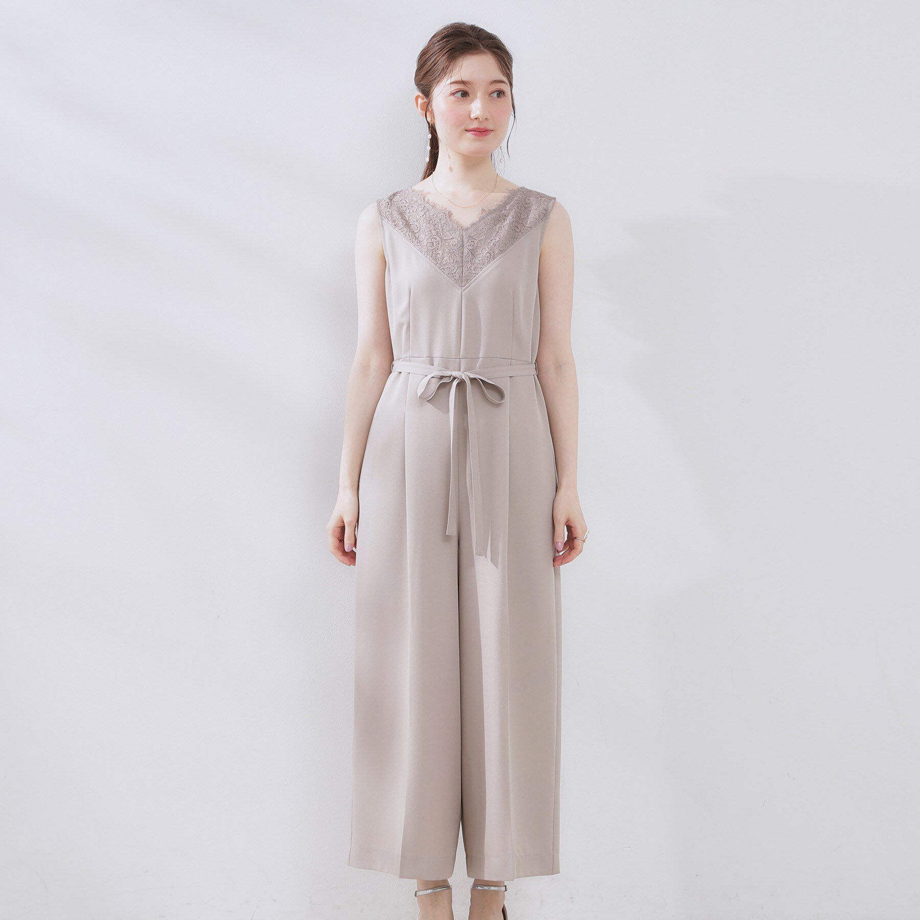 Couture broach「【一枚で着映える】レース切替デザインオールインワン」|オールインワン|