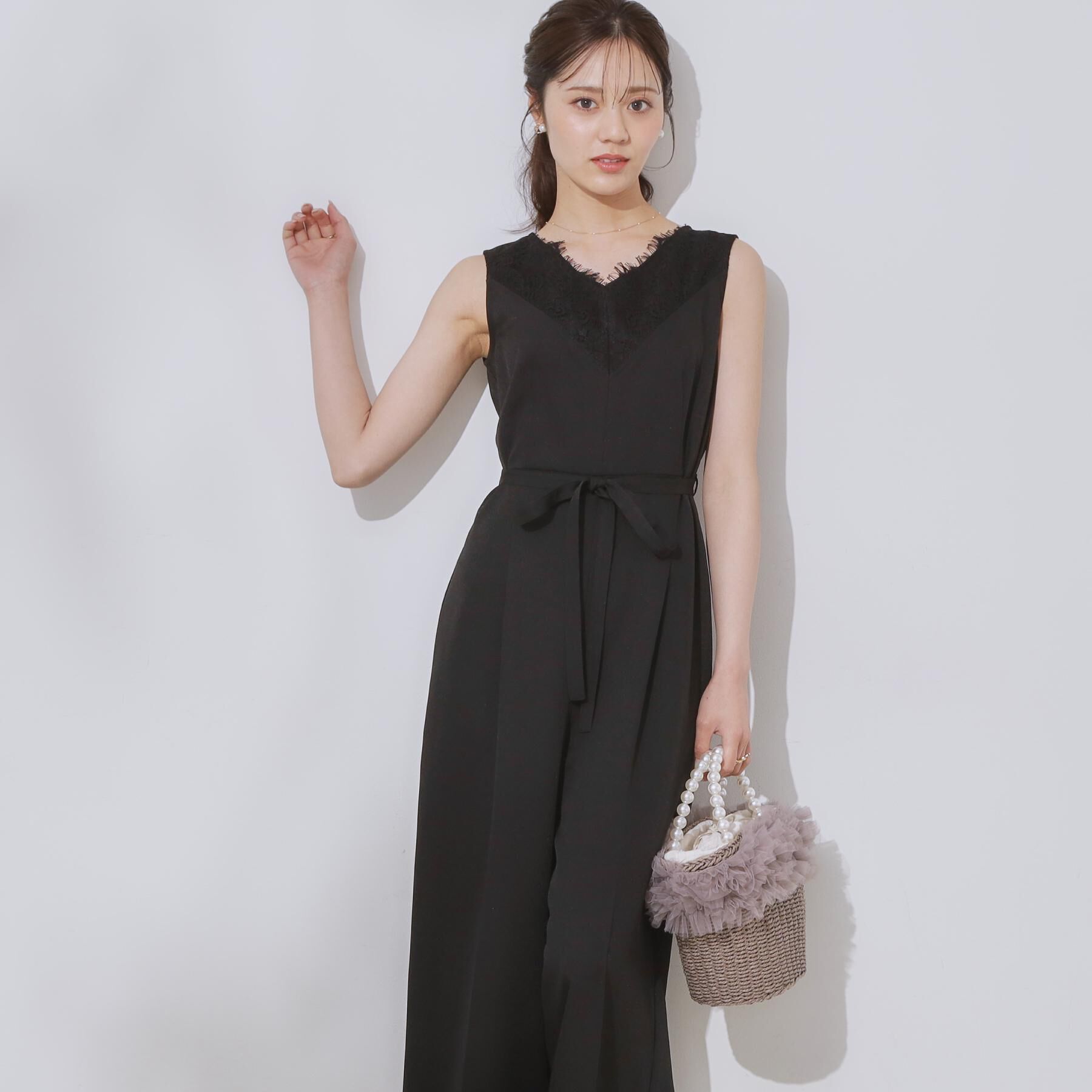 Couture broach「【一枚で着映える】レース切替デザインオールインワン」|オールインワン|