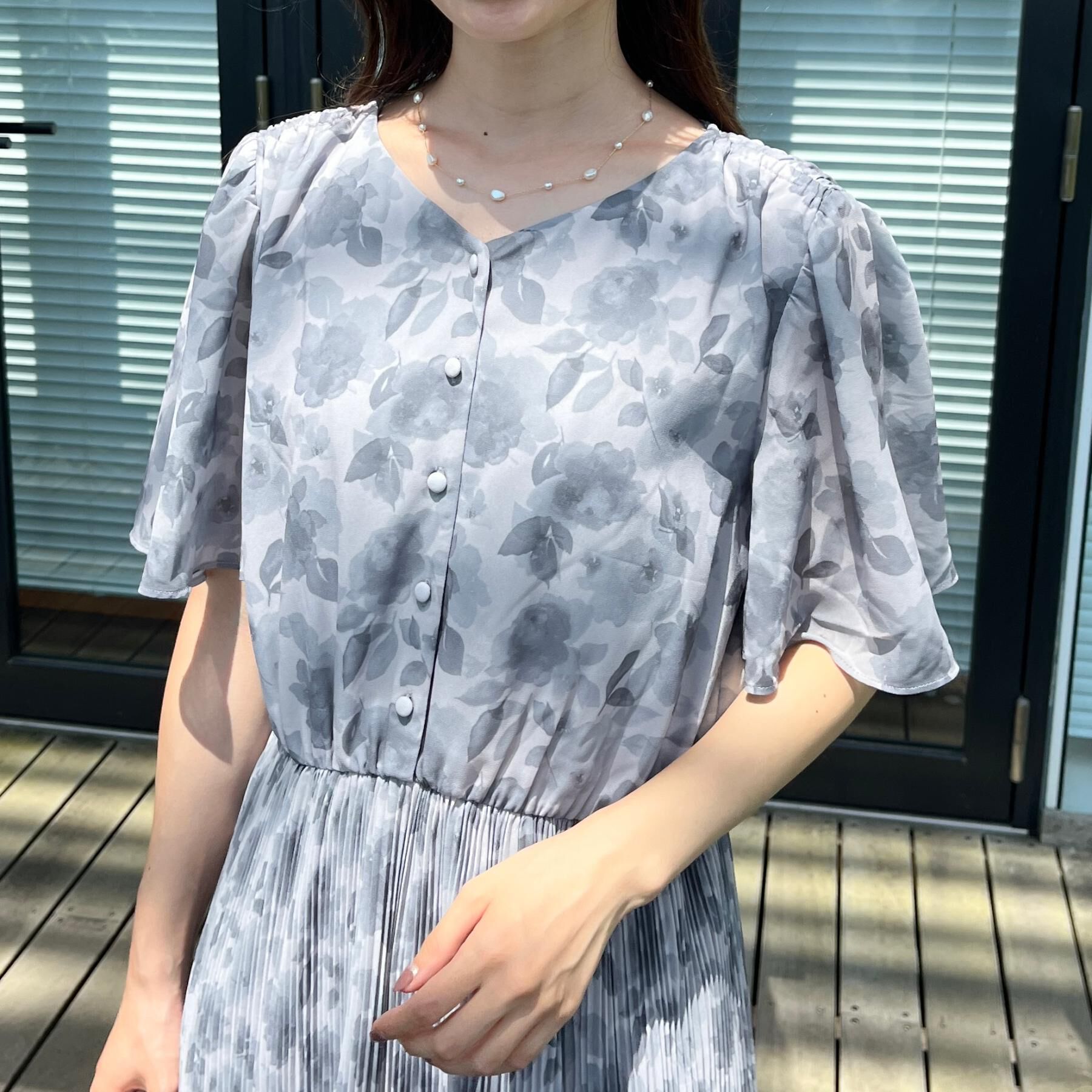 Couture broach「【二の腕カバー・楽ちん・通勤】シフォンプリーツワンピース」|ワンピース|