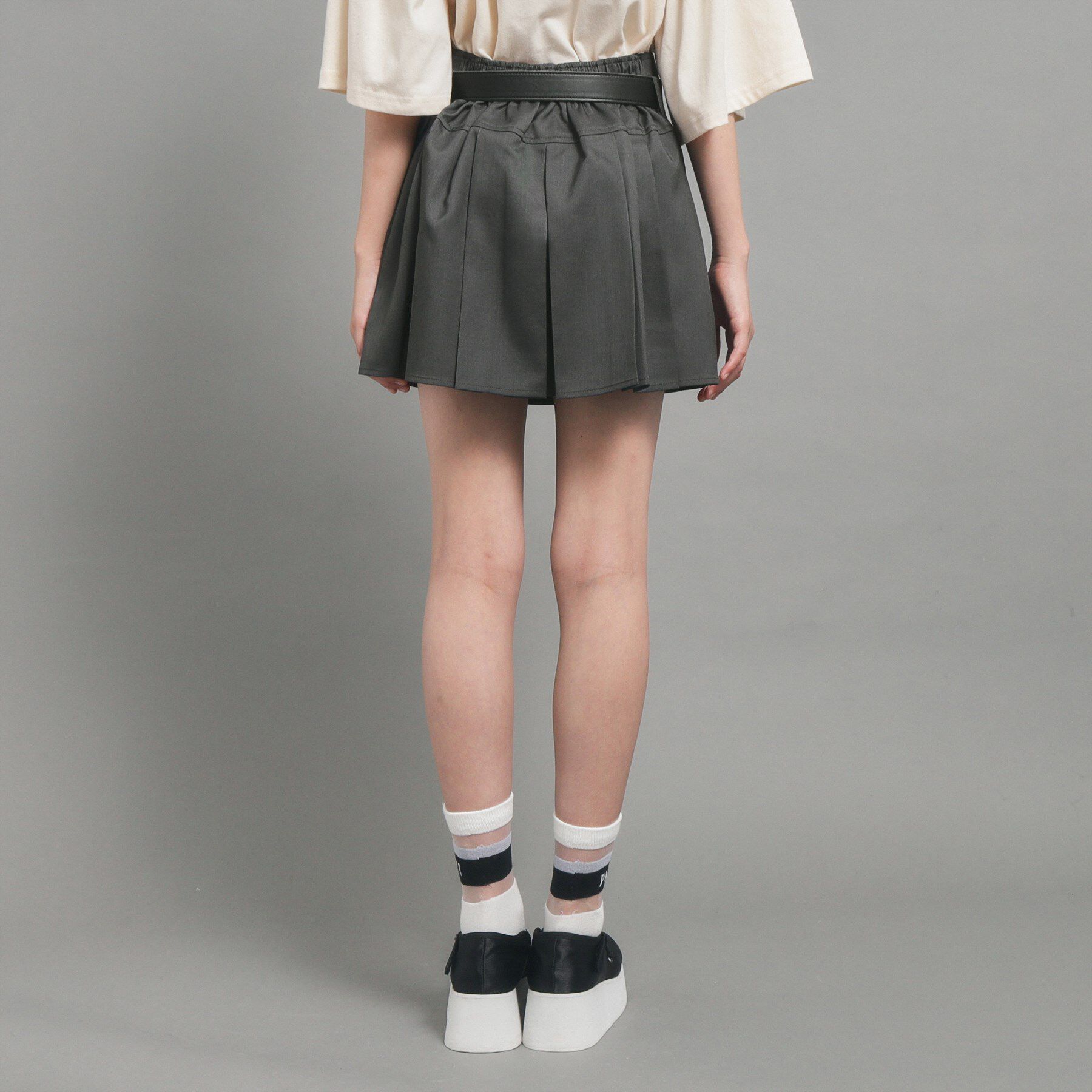 PINK-latte「【カラー追加/オールシーズン対応】ベルト付きプリーツスカート」|スカート|