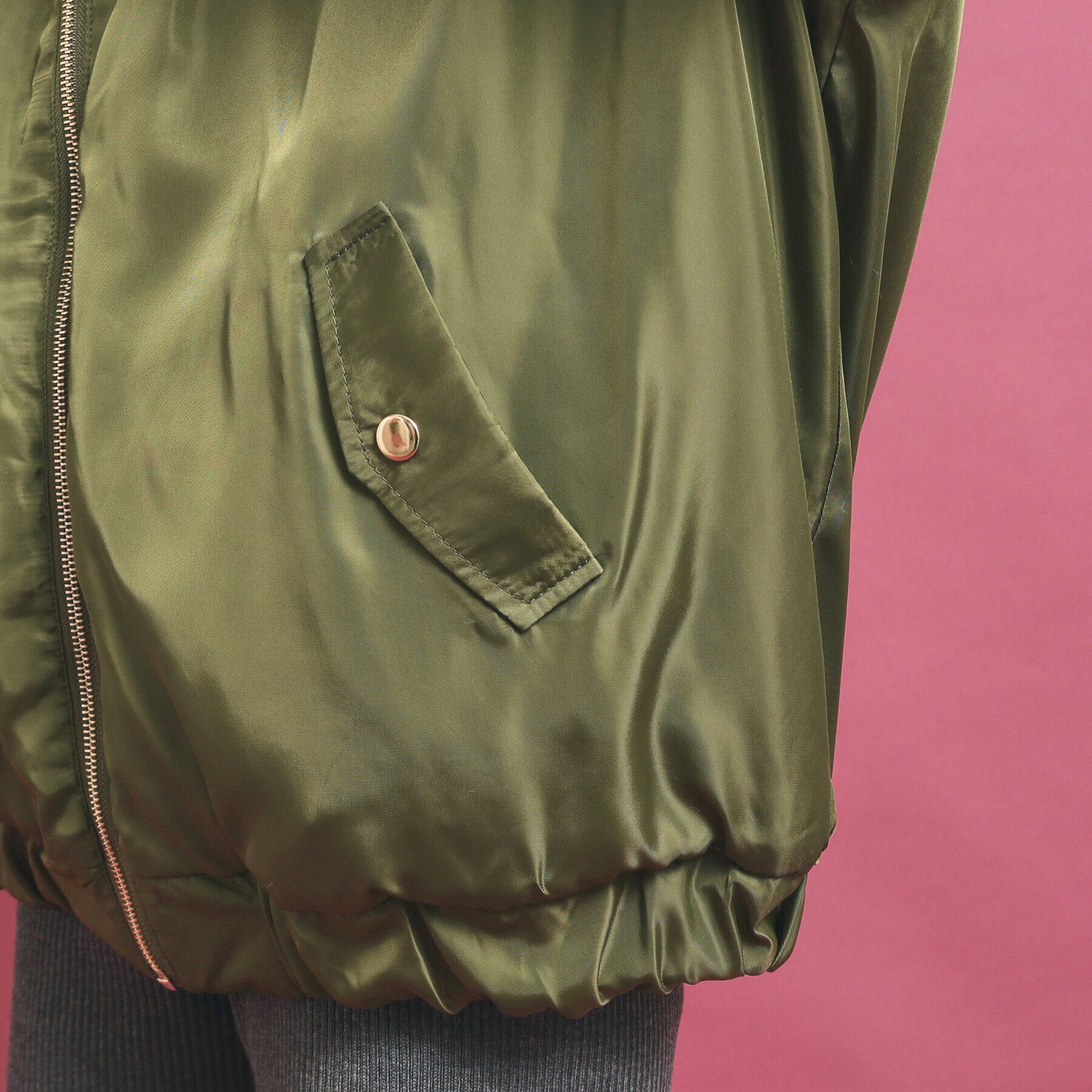 PINK-latte「【フーディ付き】モコモコ リバーシブルエコファー」|ブルゾン・スタジャン|