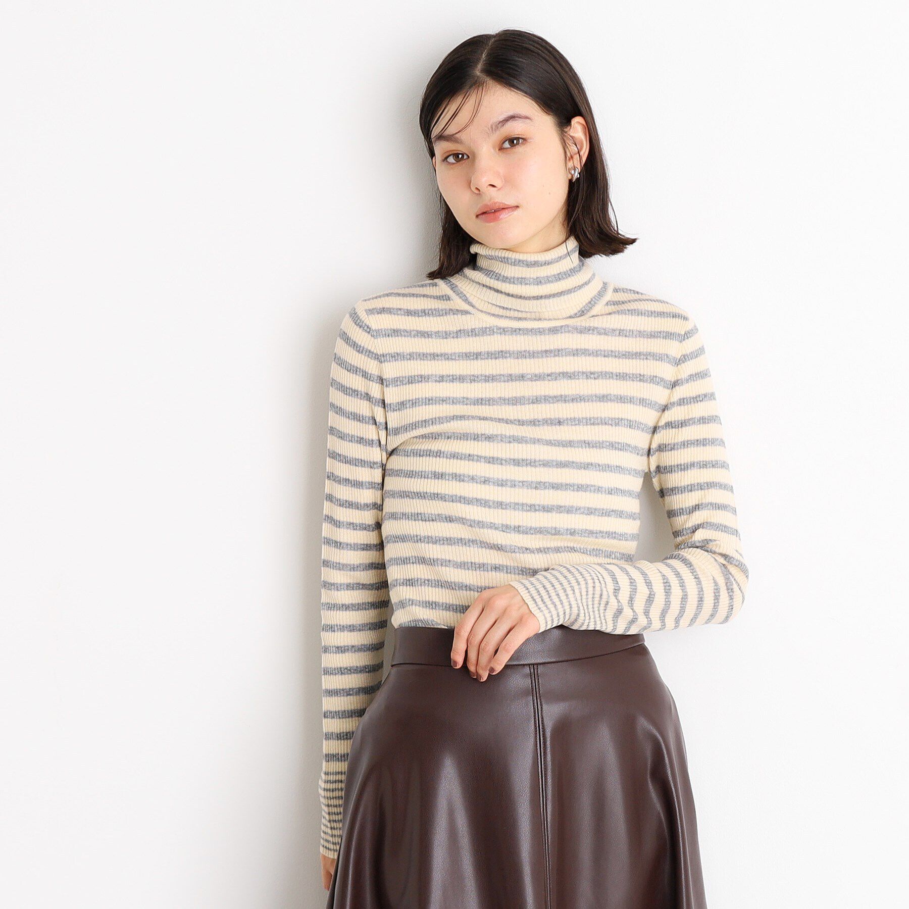 THE SHOP TK「【＠BAILA掲載】リブタートル/選べる8種類アソート8/洗える」|ニット・セーター|グレーボーダー(31