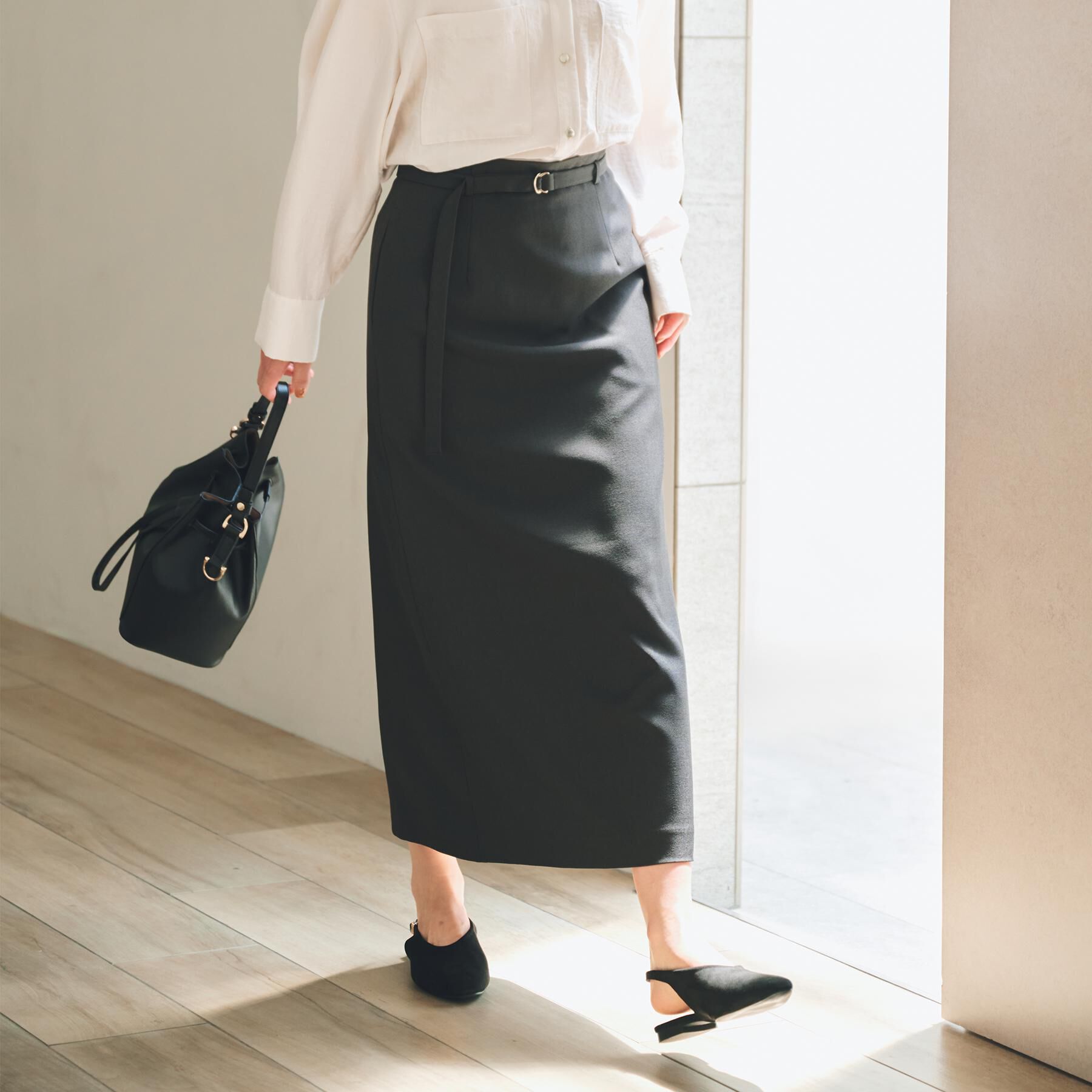 THE SHOP TK「ベルト付ナロースカート【セットアップ可】/CAVIANシリーズ」|スカート|