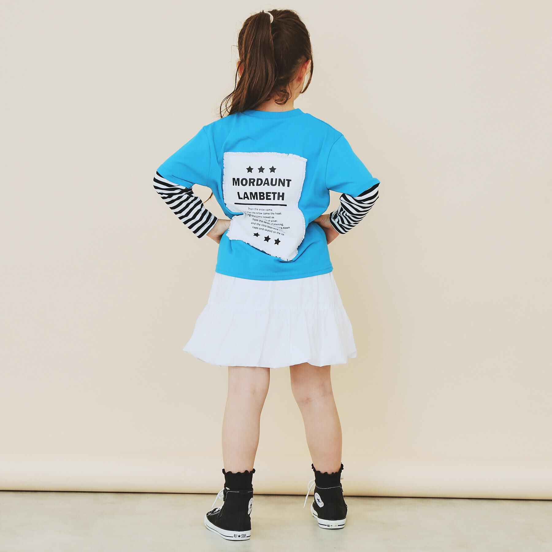 THE SHOP TK「【110－160】レイヤード風デニムアップリケロンTee」|Tシャツ・カットソー|