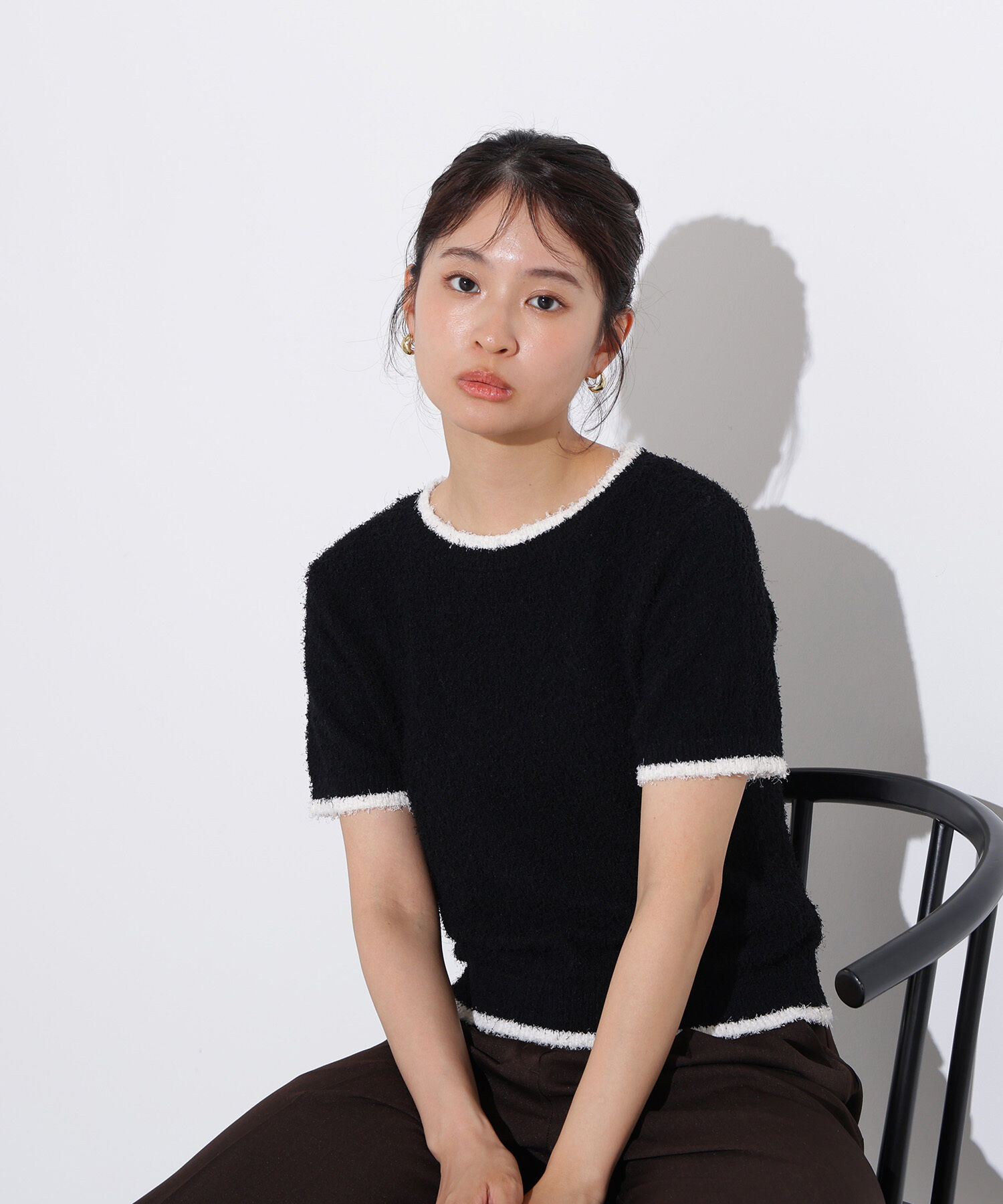  「ミニフリンジバイカラーニット」|ニット・セーター|