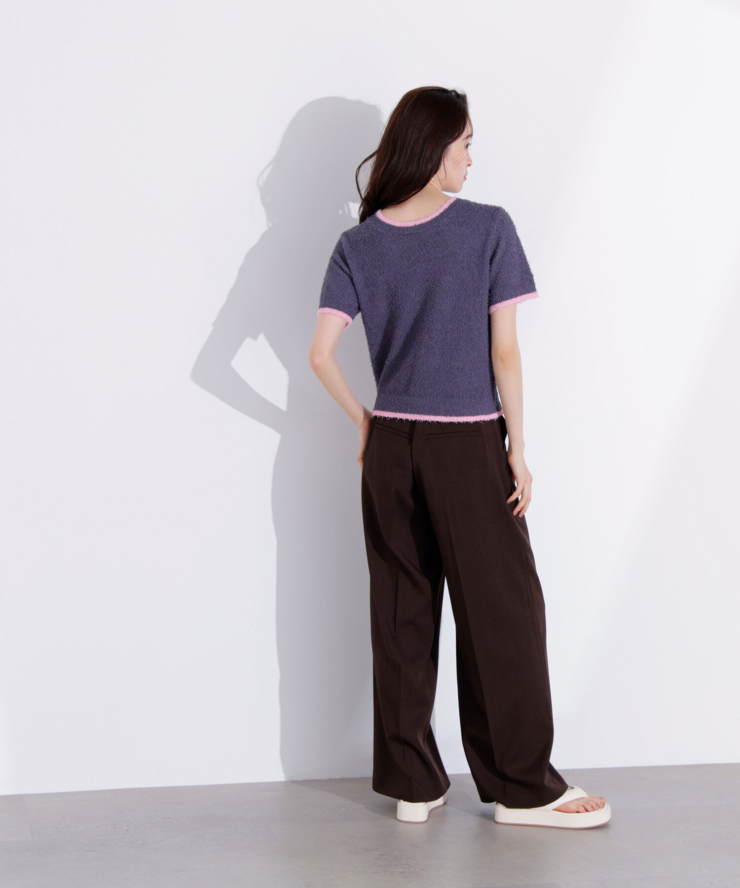  「ミニフリンジバイカラーニット」|ニット・セーター|