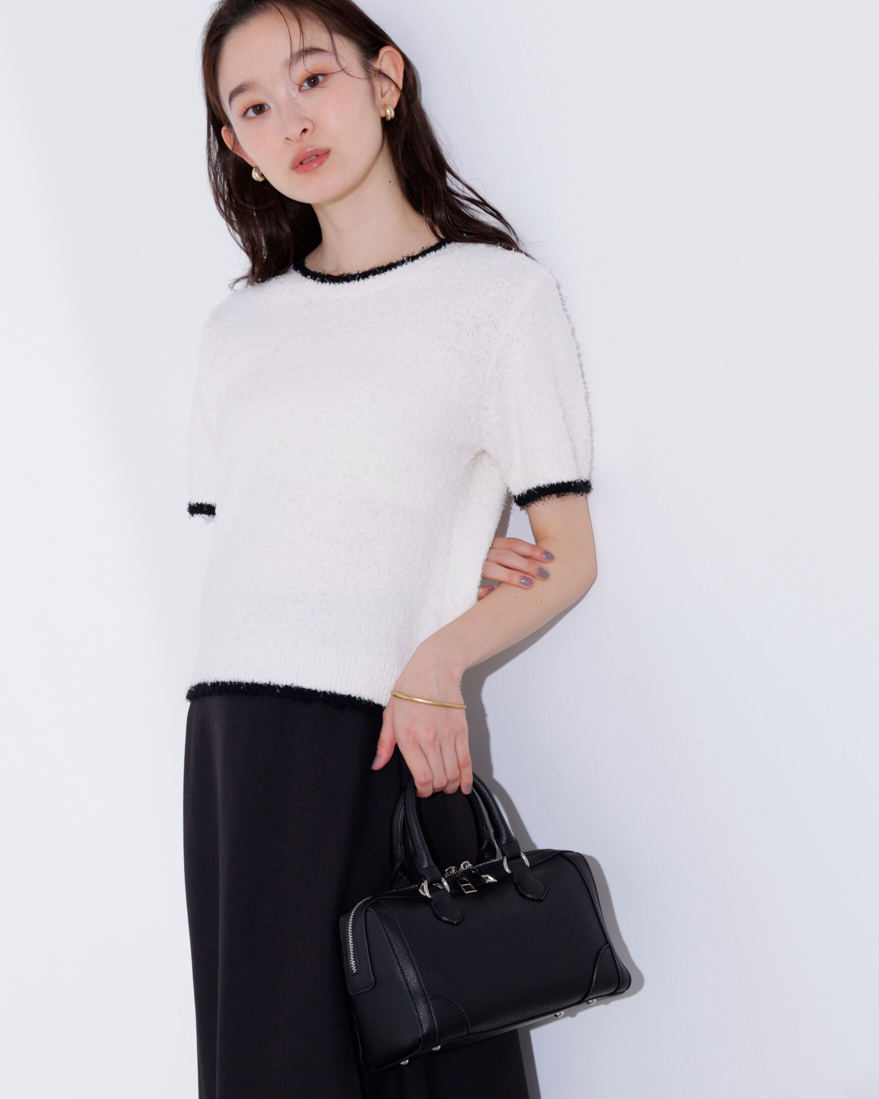  「ミニフリンジバイカラーニット」|ニット・セーター|オフ&times;ブラッ  2