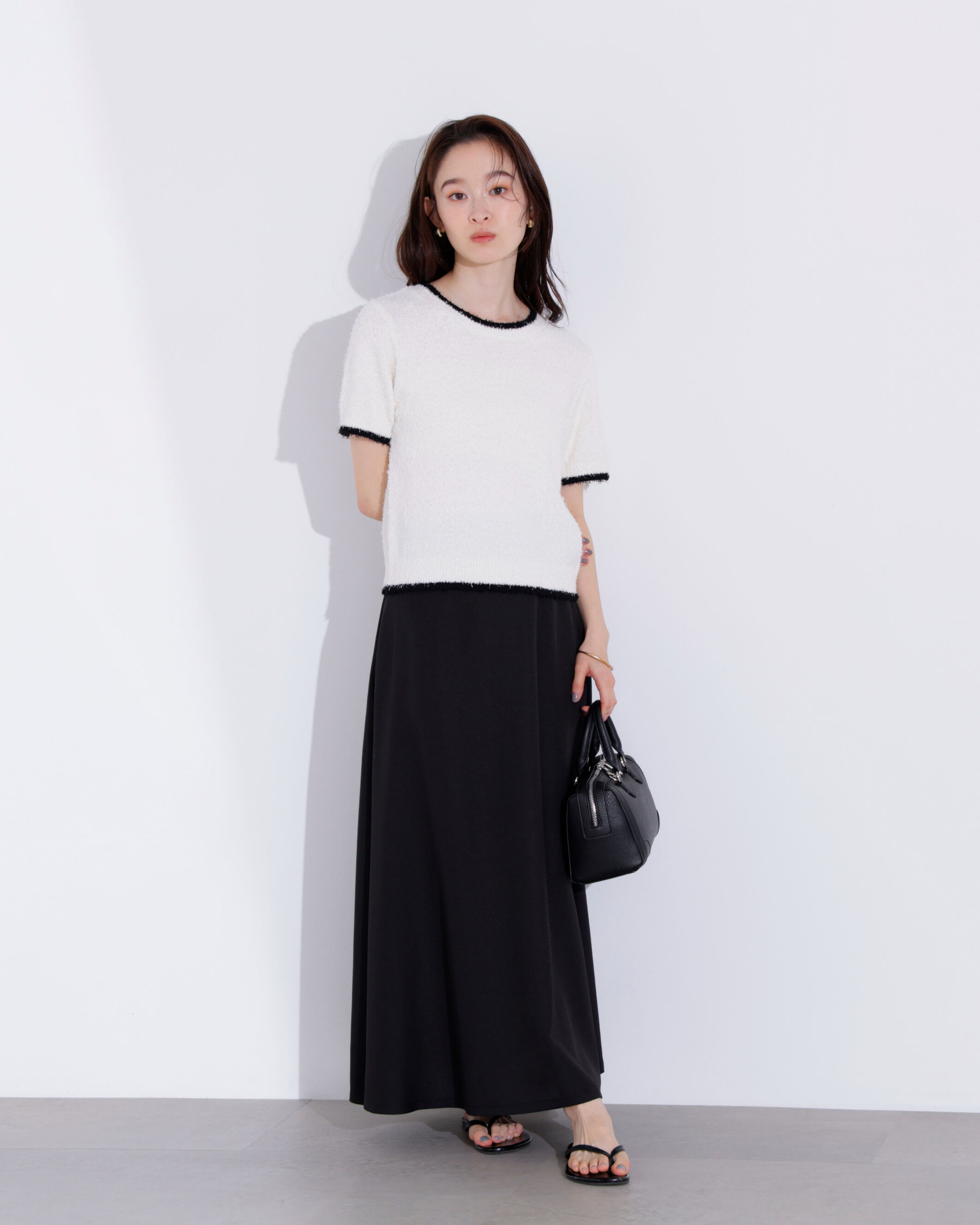  「ミニフリンジバイカラーニット」|ニット・セーター|