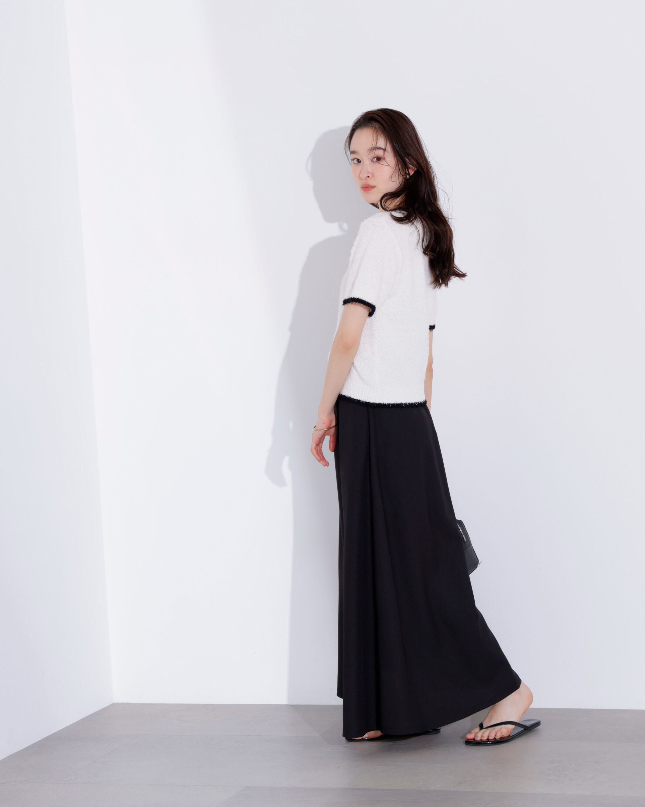  「ミニフリンジバイカラーニット」|ニット・セーター|