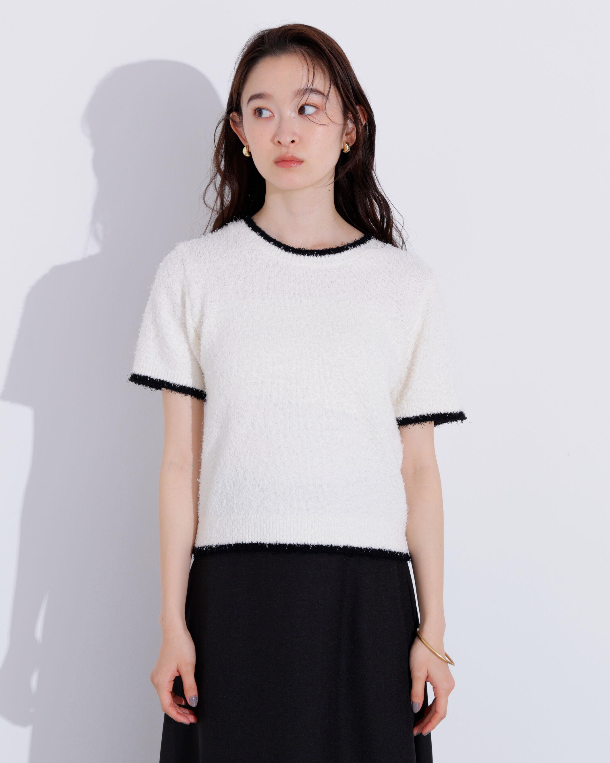  「ミニフリンジバイカラーニット」|ニット・セーター|