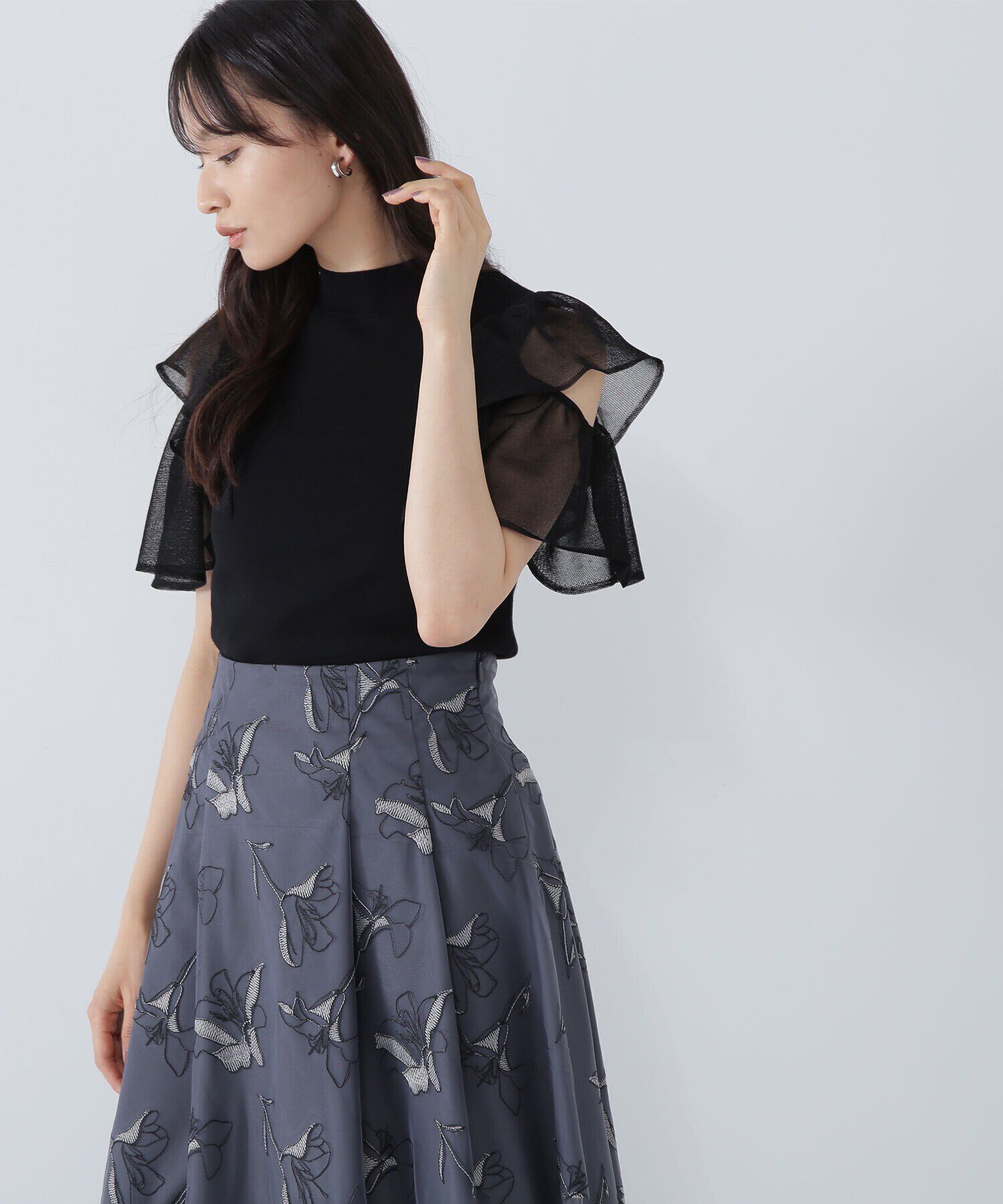  「ラッフルシアースリーブニット」|ニット・セーター|