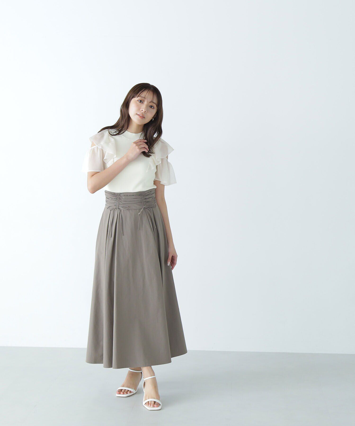  「ラッフルシアースリーブニット」|ニット・セーター|