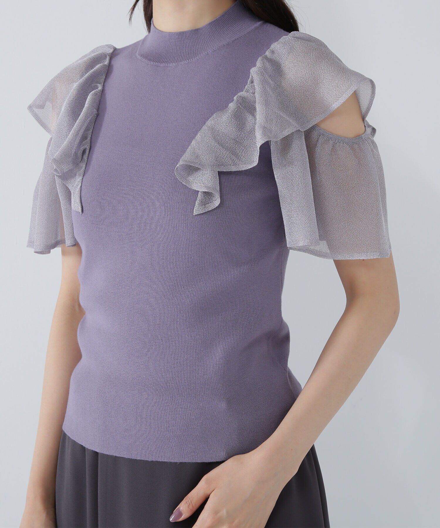  「ラッフルシアースリーブニット」|ニット・セーター|