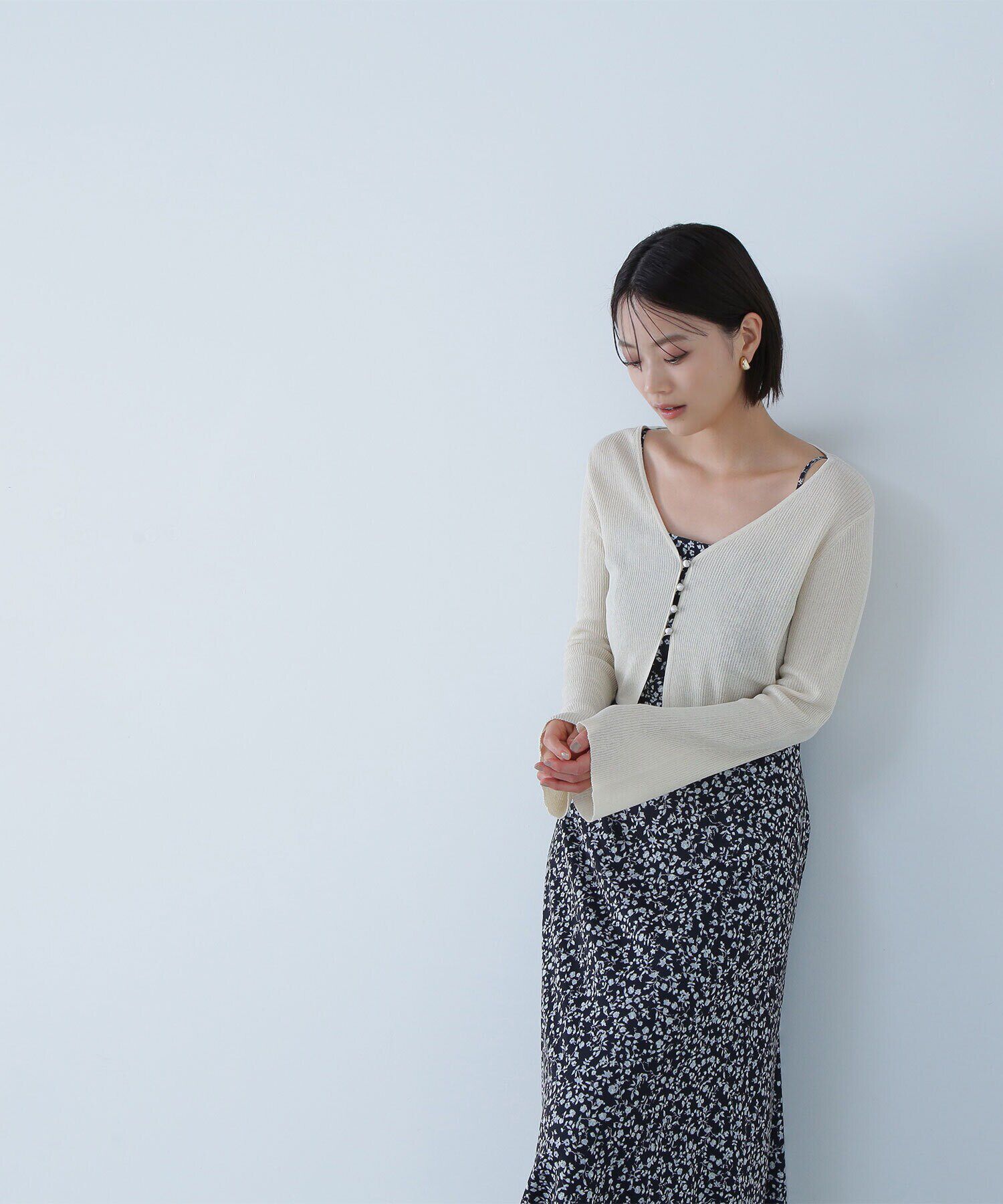  「シアーカーデ＆プリントキャミワンピース」|ワンピース|