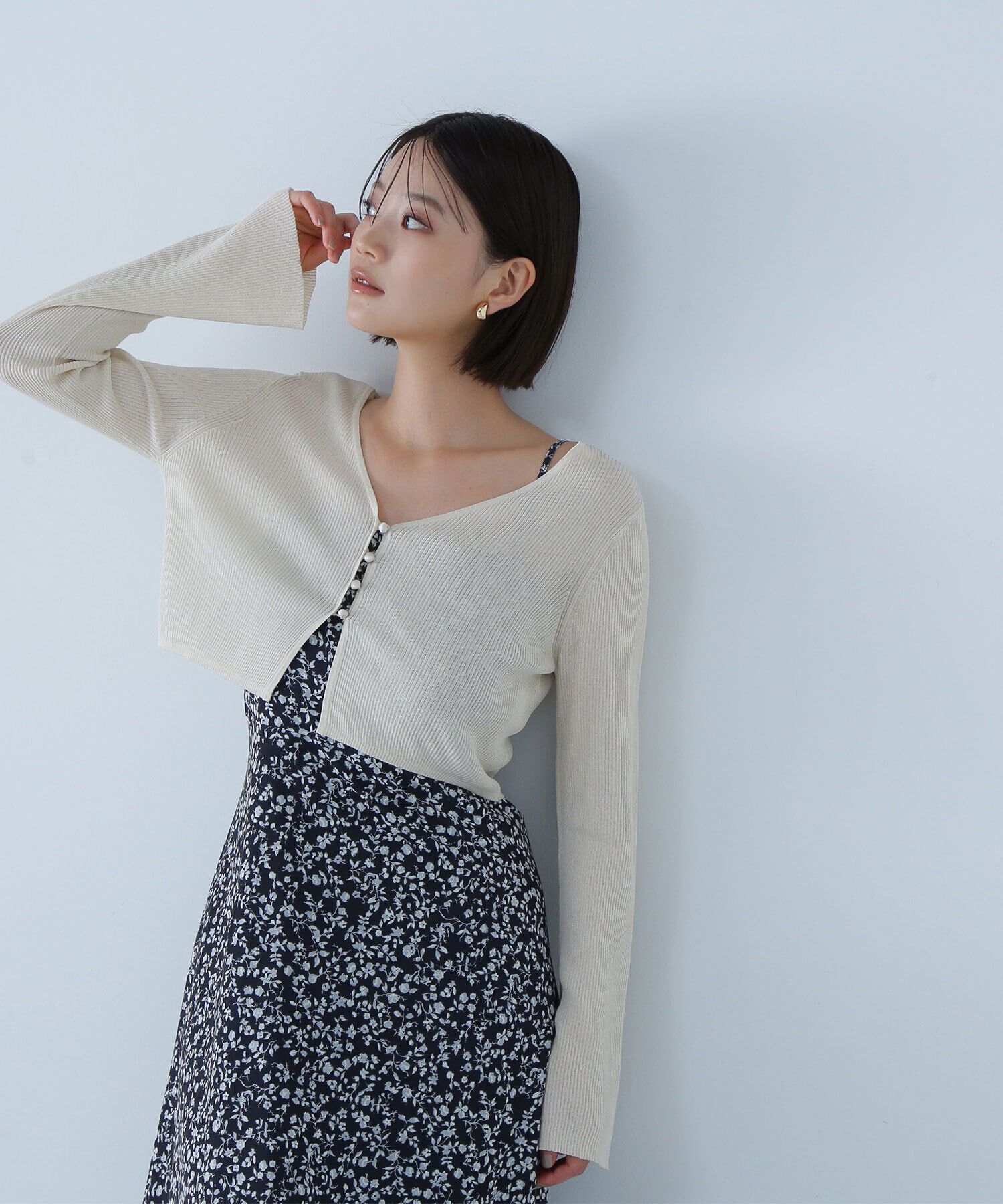  「シアーカーデ＆プリントキャミワンピース」|ワンピース|