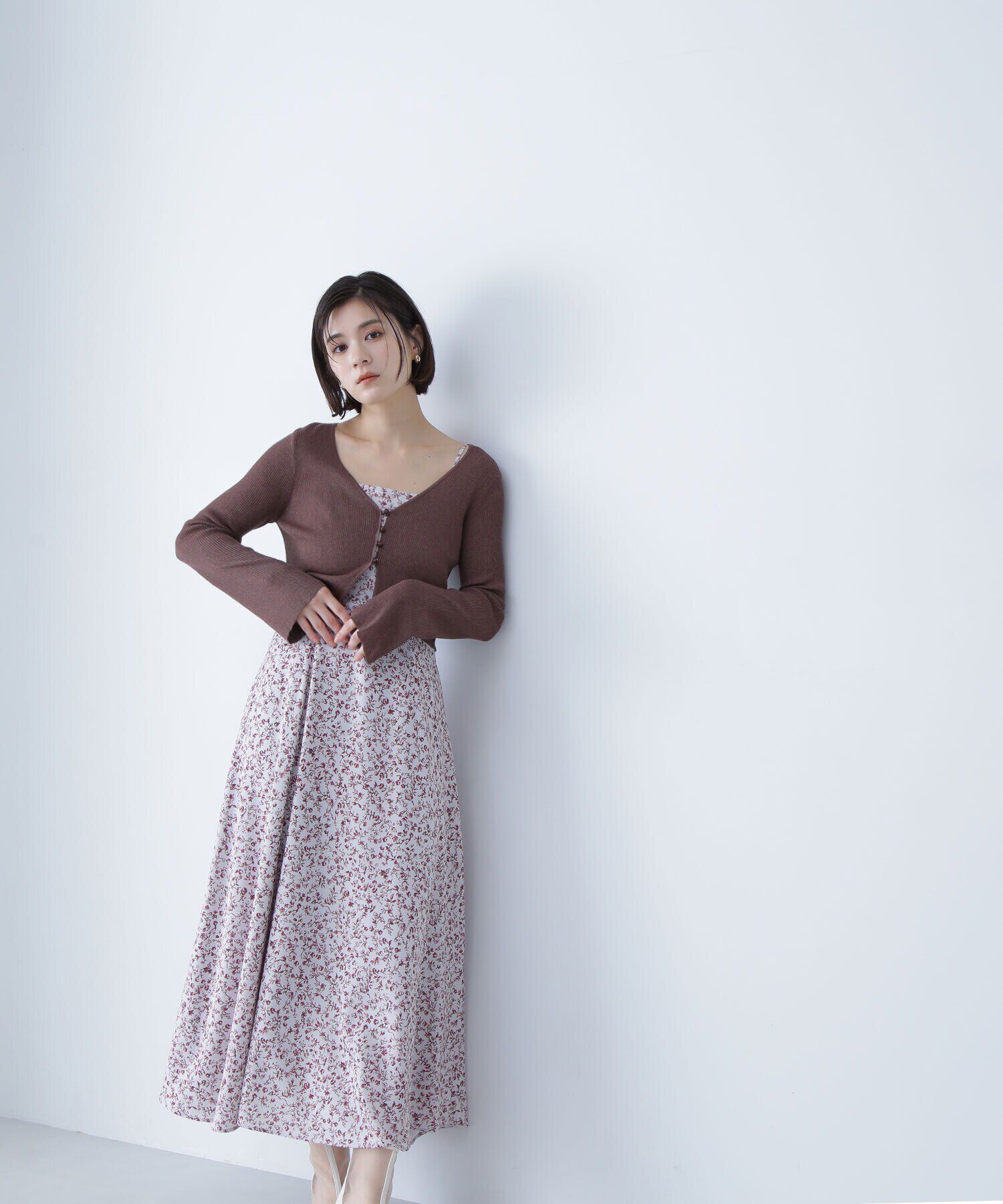  「シアーカーデ＆プリントキャミワンピース」|ワンピース|