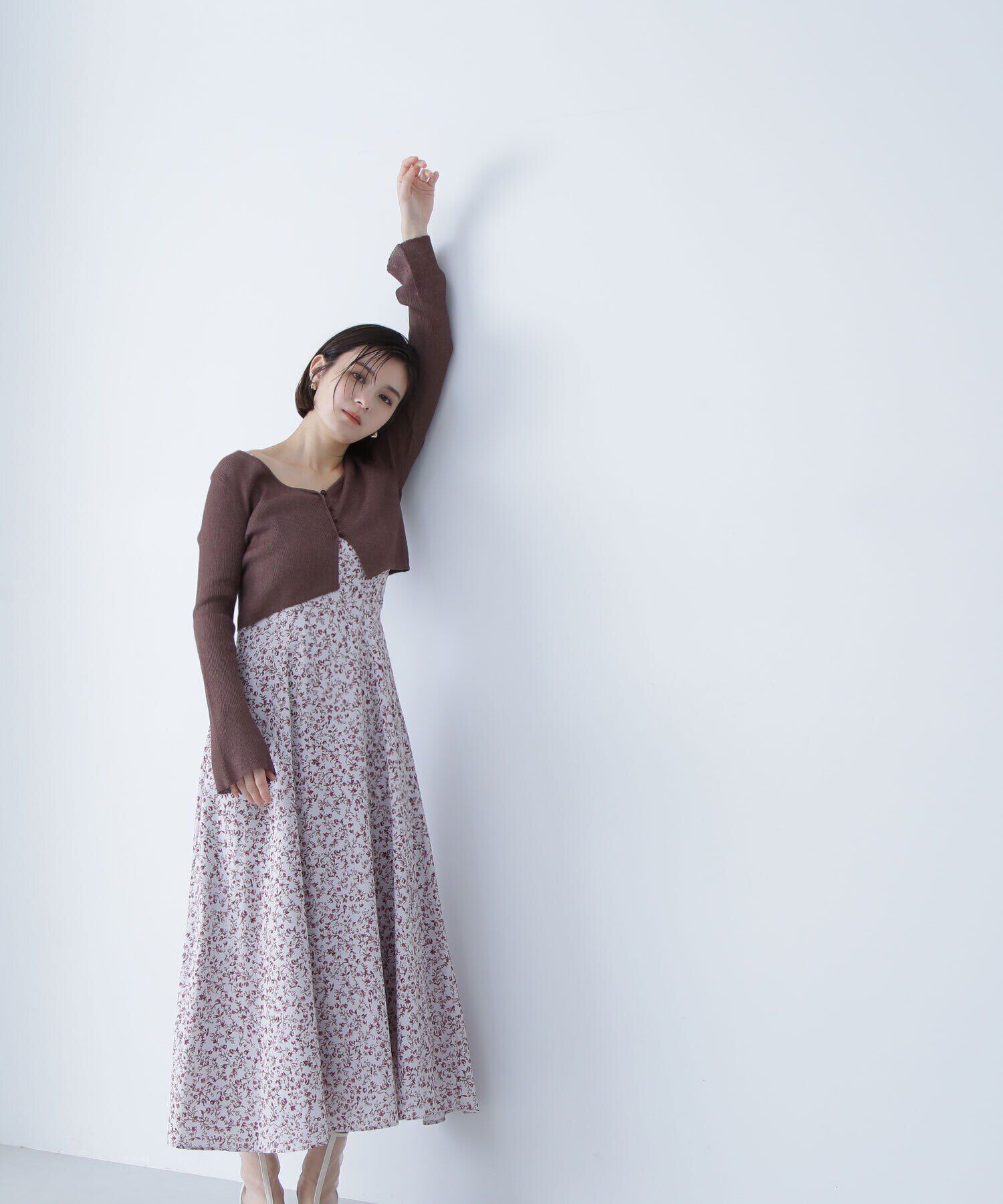  「シアーカーデ＆プリントキャミワンピース」|ワンピース|