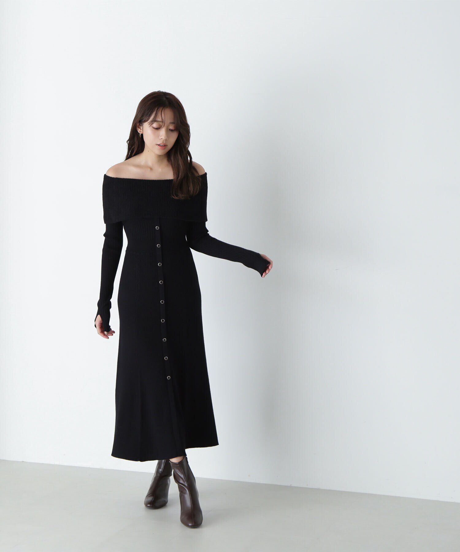 「オフショルニットワンピース」|ワンピース|