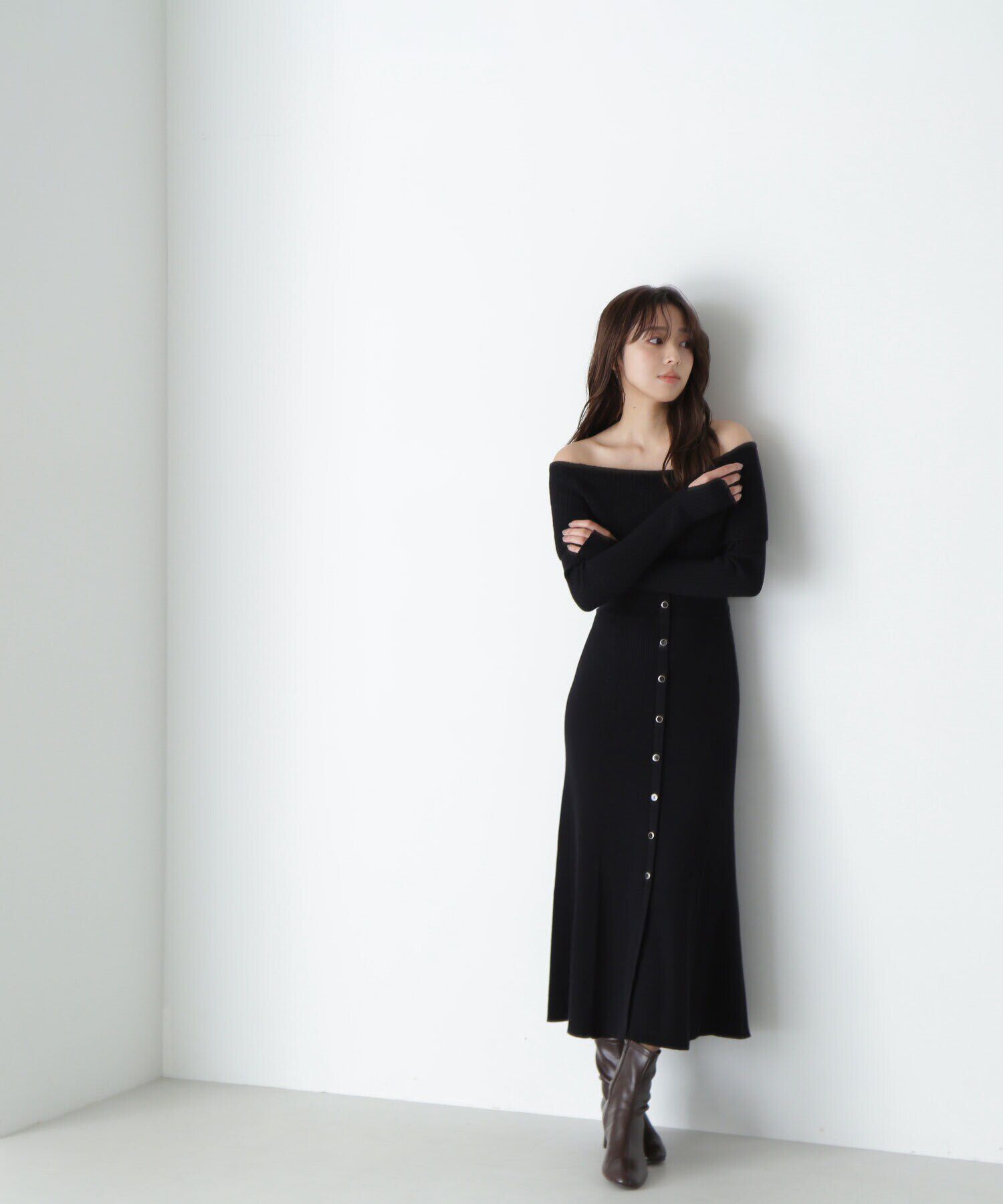  「オフショルニットワンピース」|ワンピース|