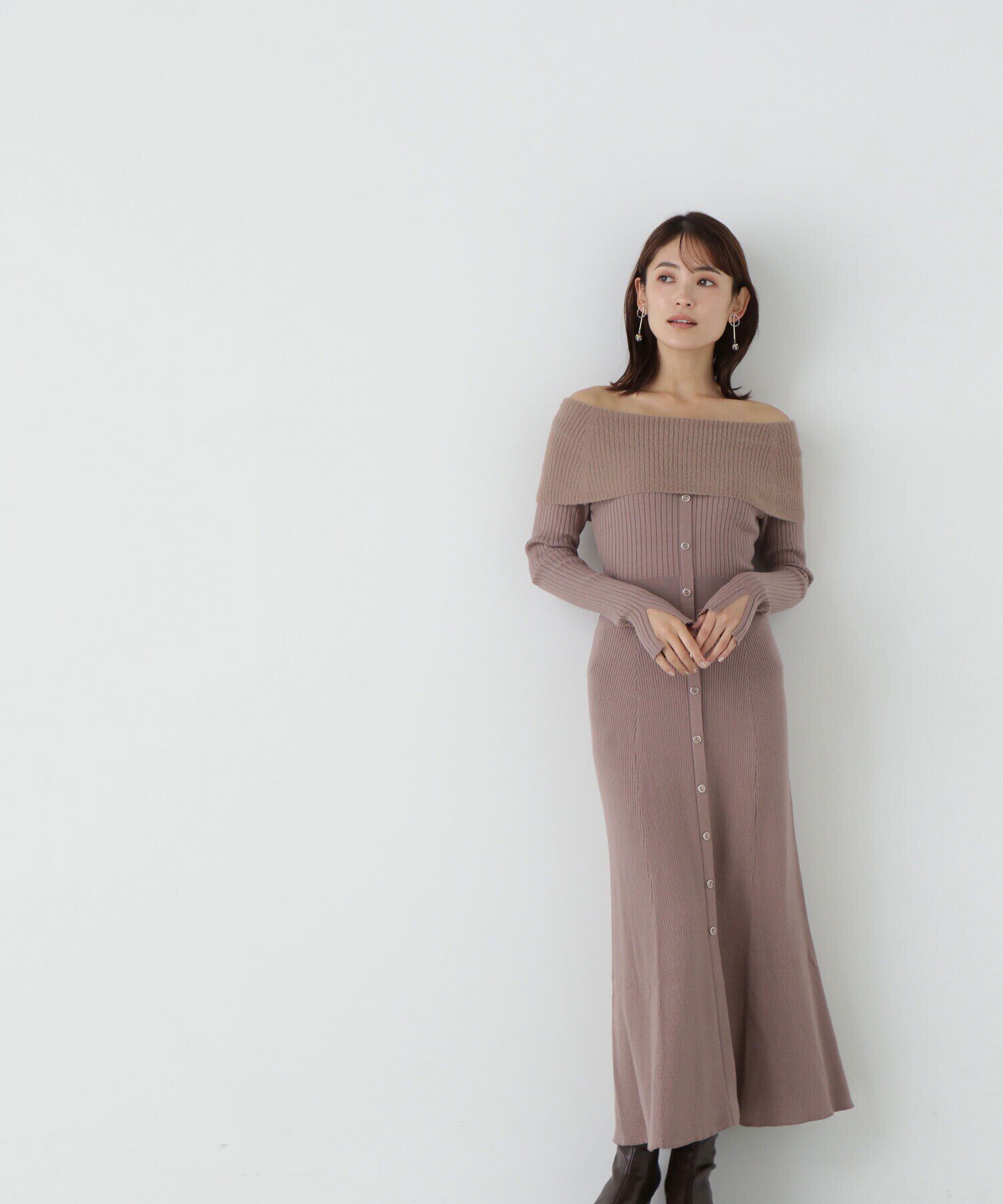  「オフショルニットワンピース」|ワンピース|