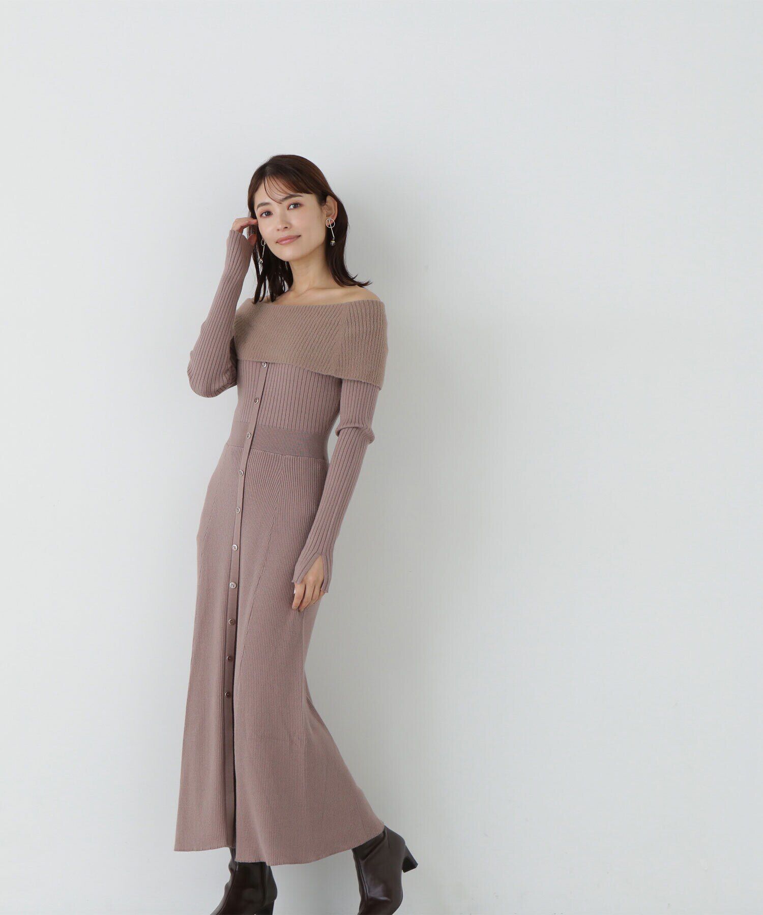  「オフショルニットワンピース」|ワンピース|