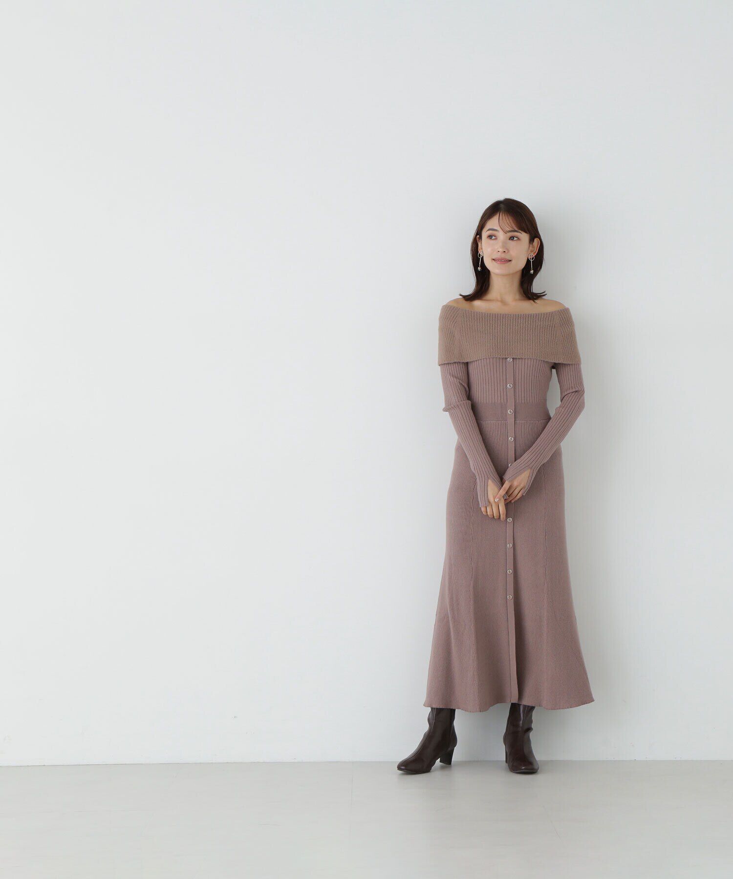  「オフショルニットワンピース」|ワンピース|