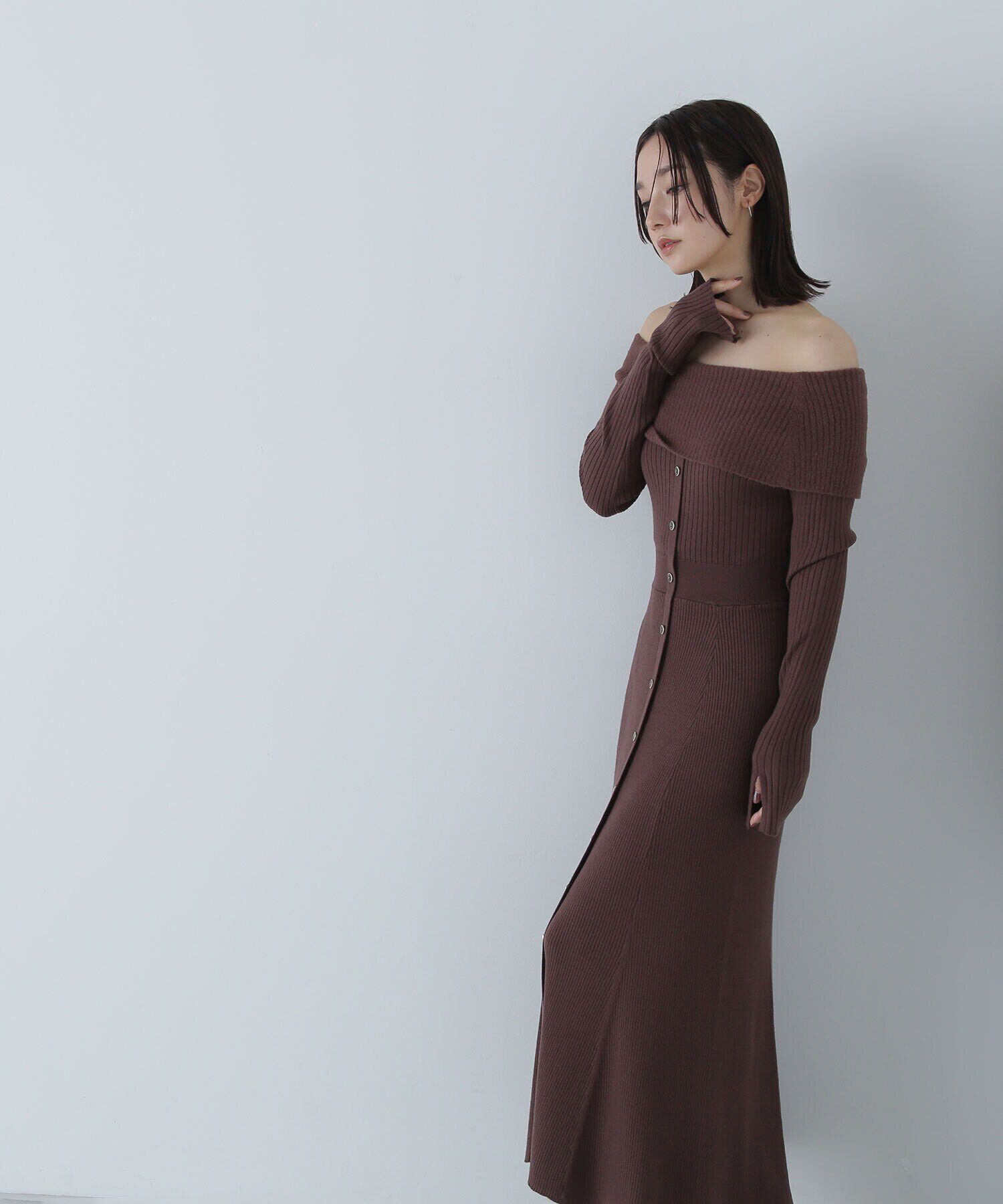  「オフショルニットワンピース」|ワンピース|