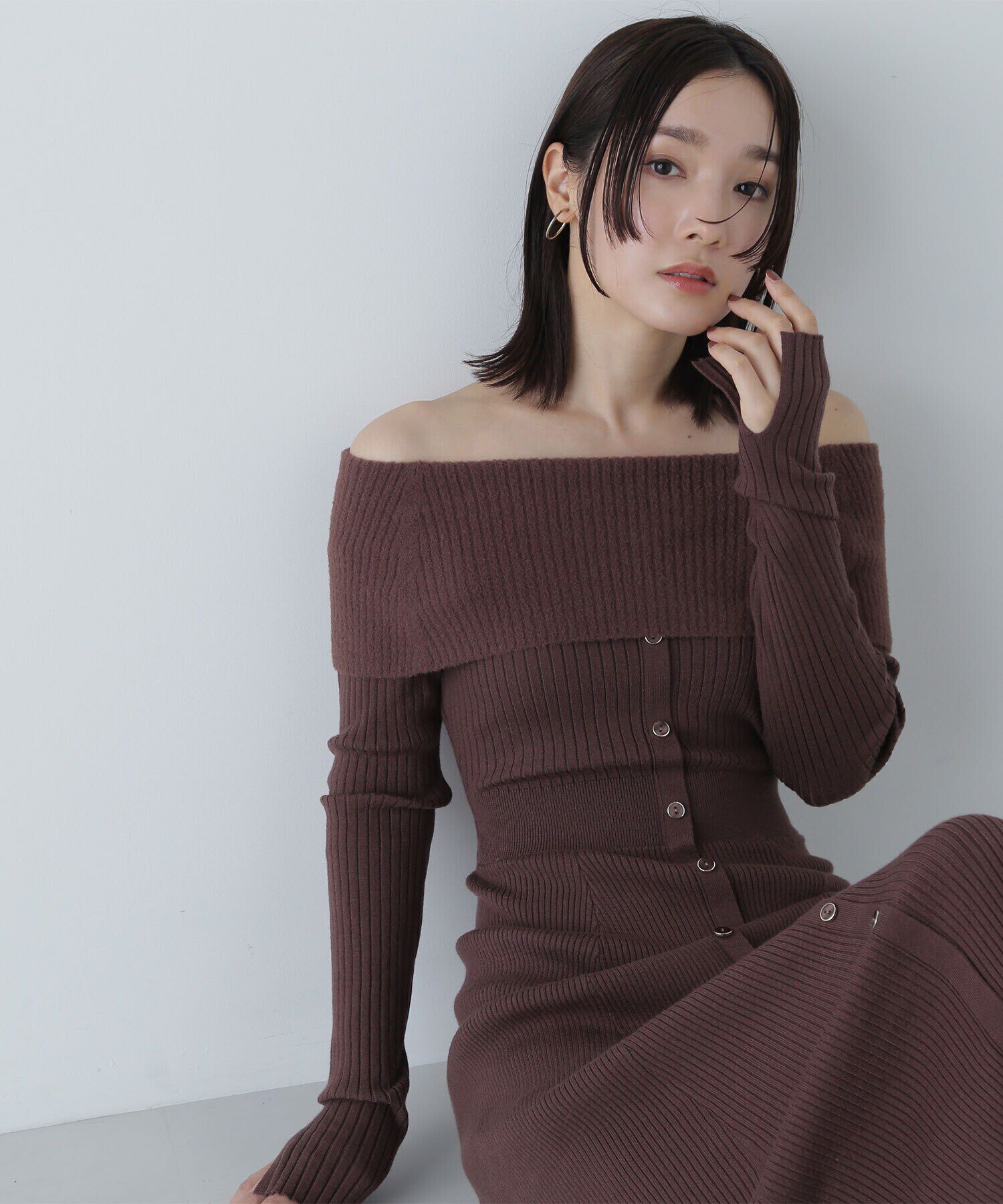  「オフショルニットワンピース」|ワンピース|