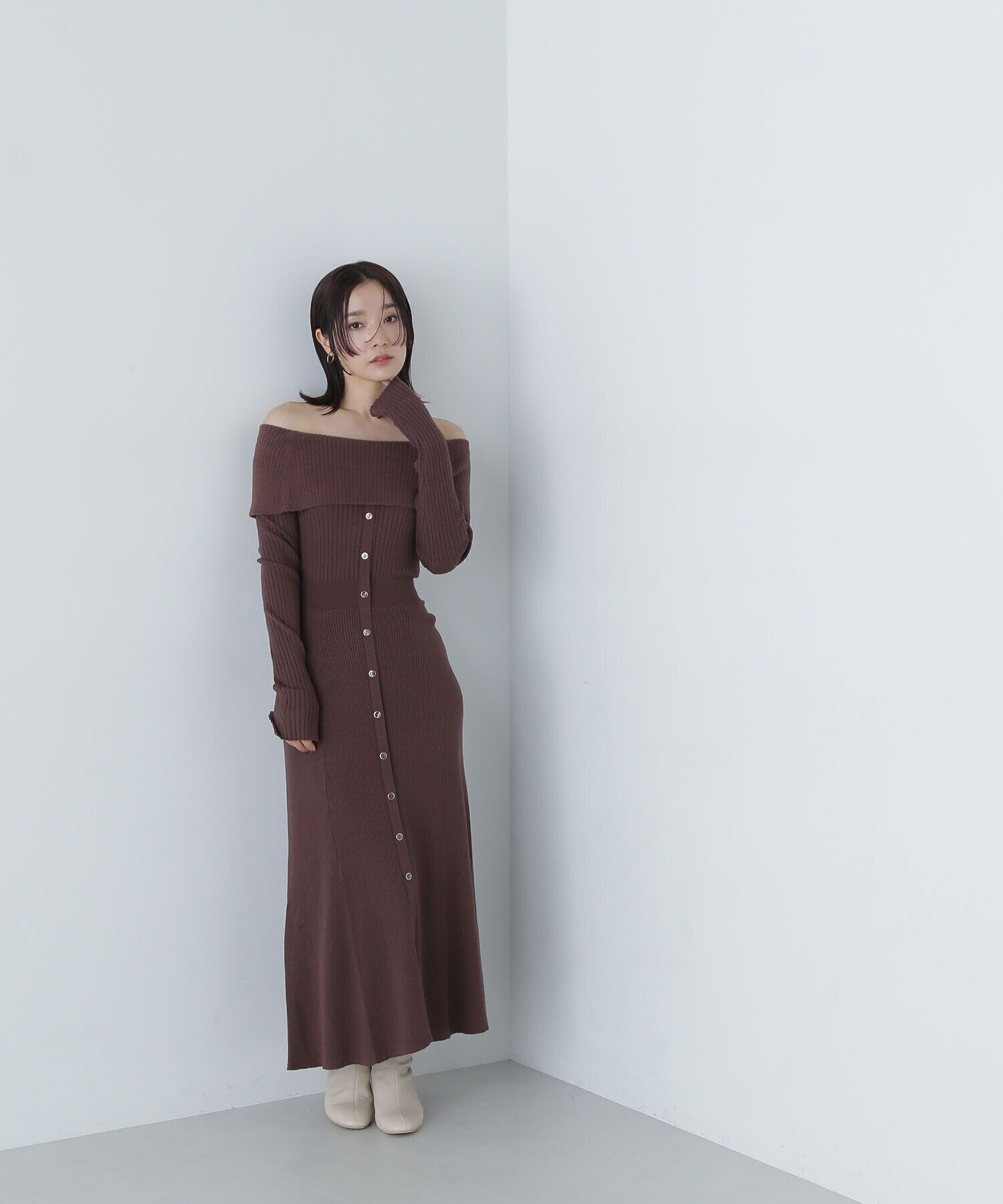  「オフショルニットワンピース」|ワンピース|