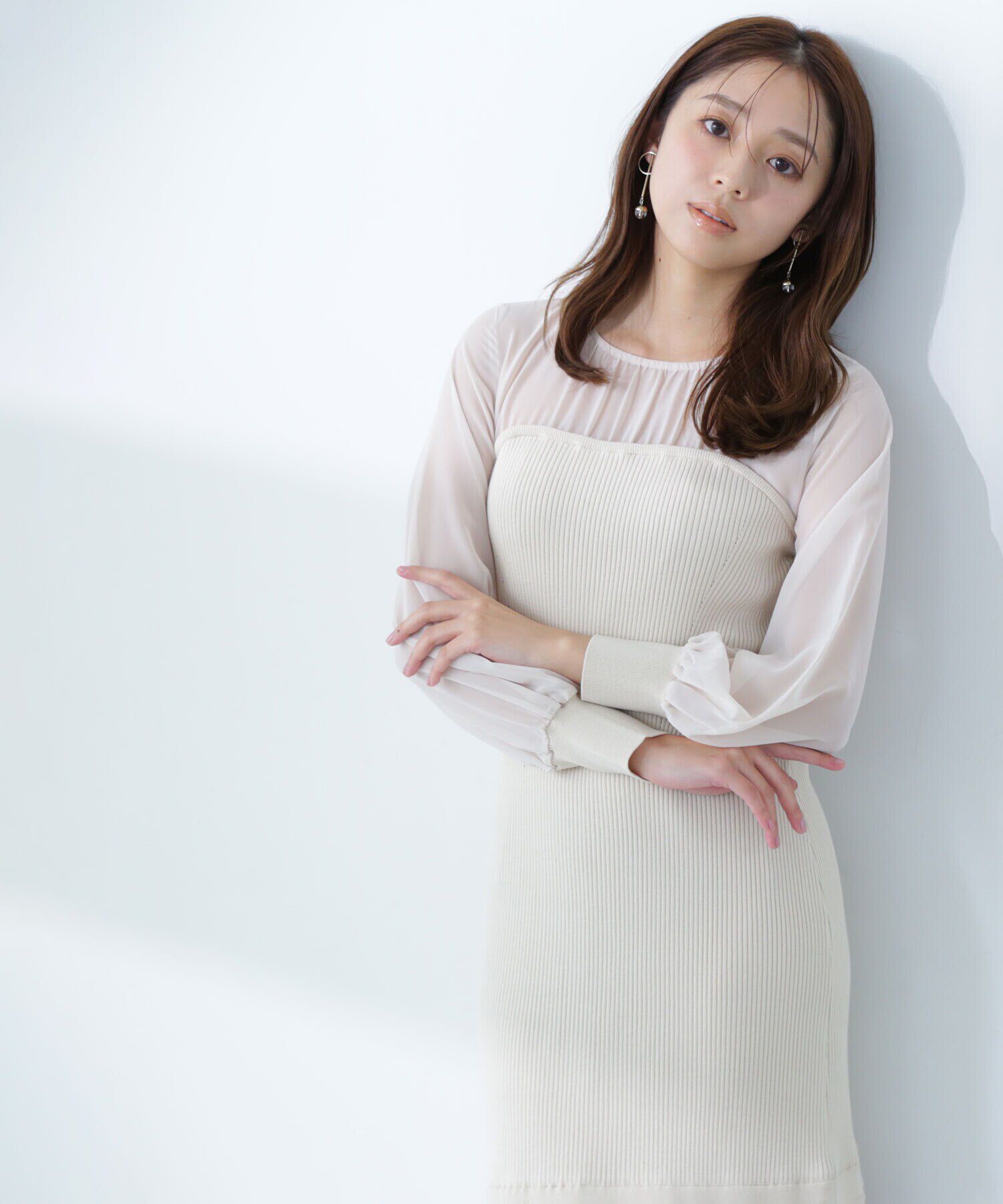  「シアードッキングナローニットワンピース」|ワンピース|