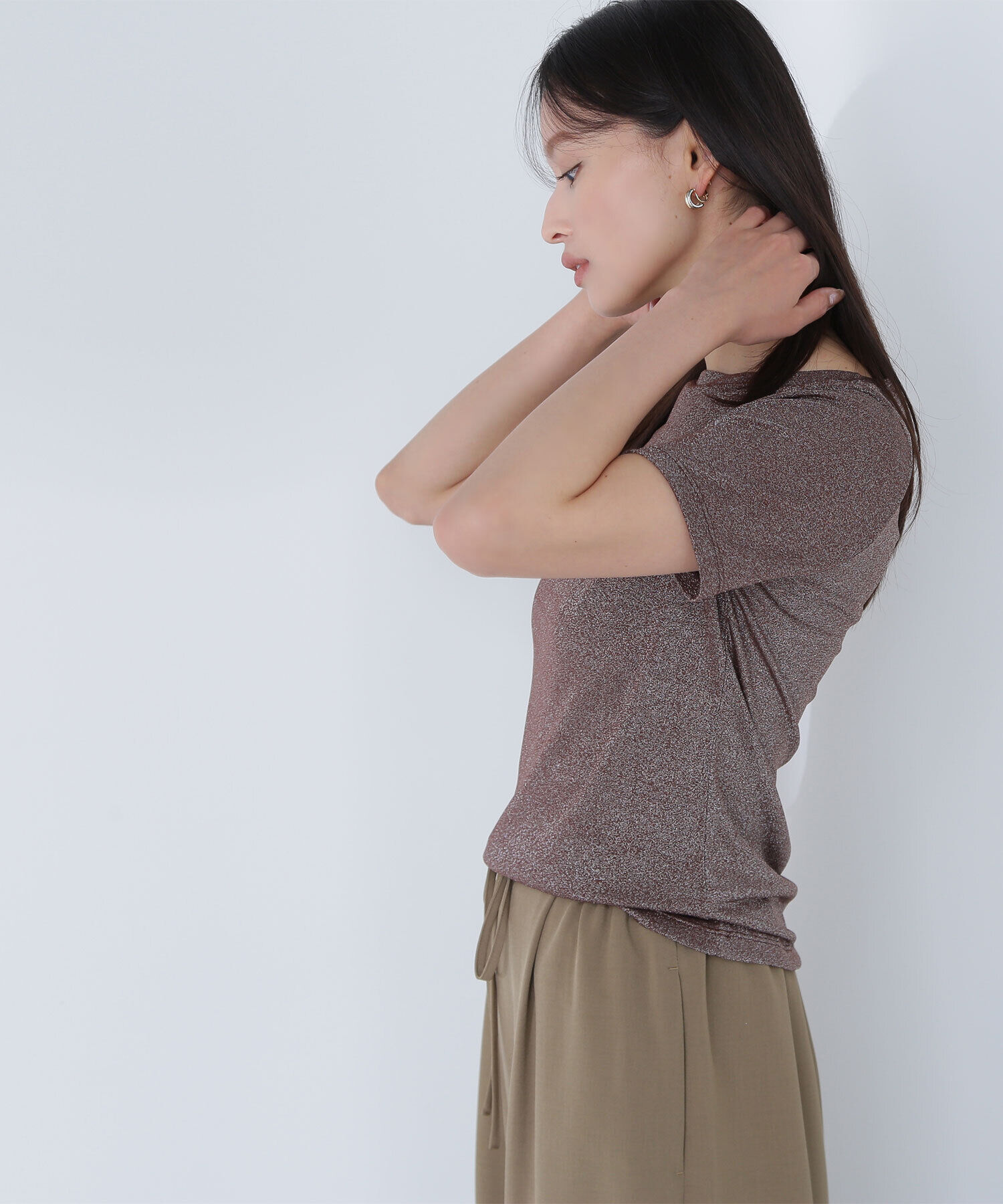  「ラメボートネックカットソー」|Tシャツ・カットソー|