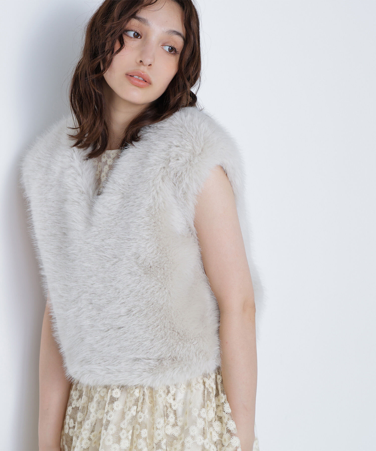  「フェイクファーショートベスト」|ブルゾン・スタジャン|