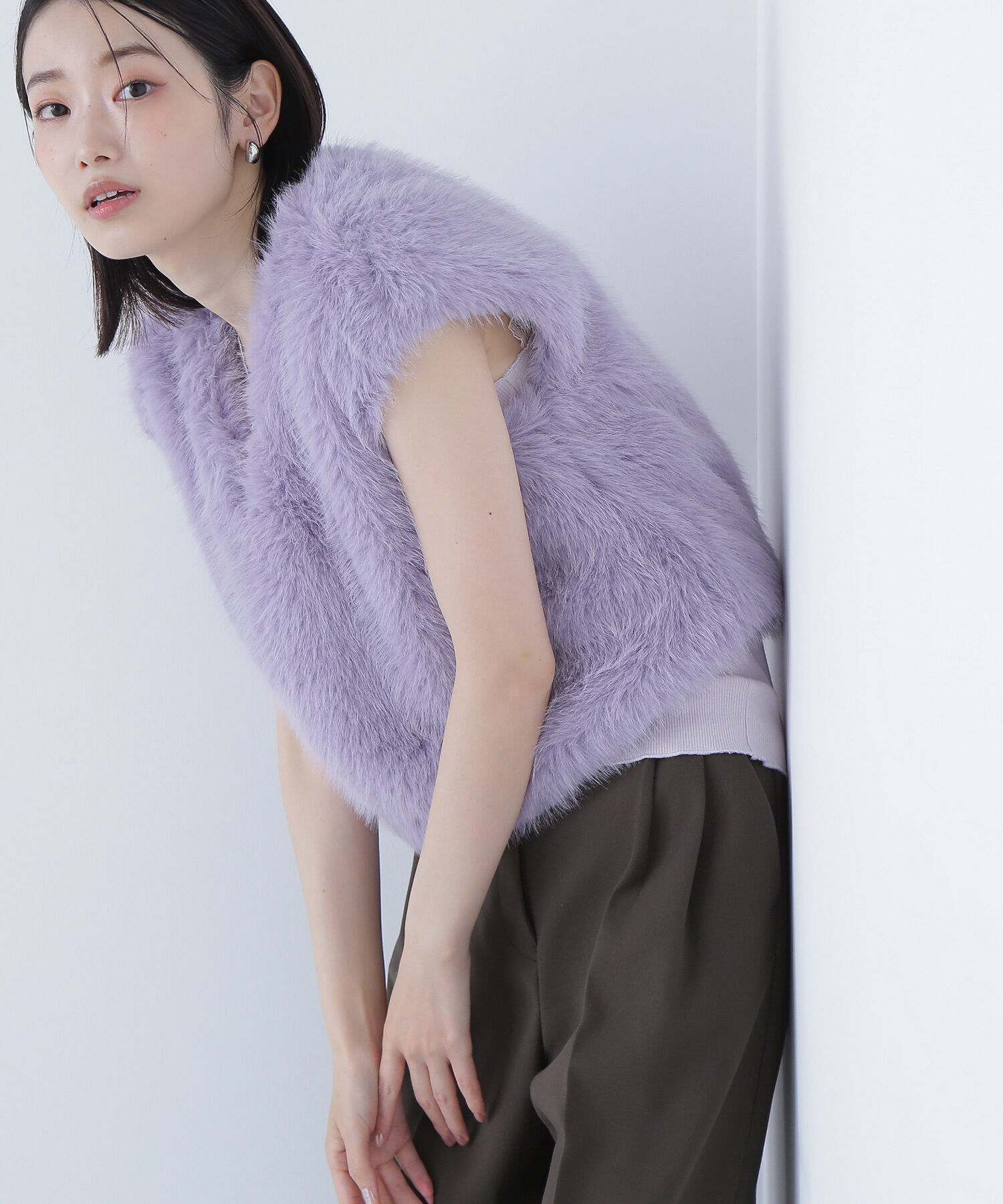  「フェイクファーショートベスト」|ブルゾン・スタジャン|